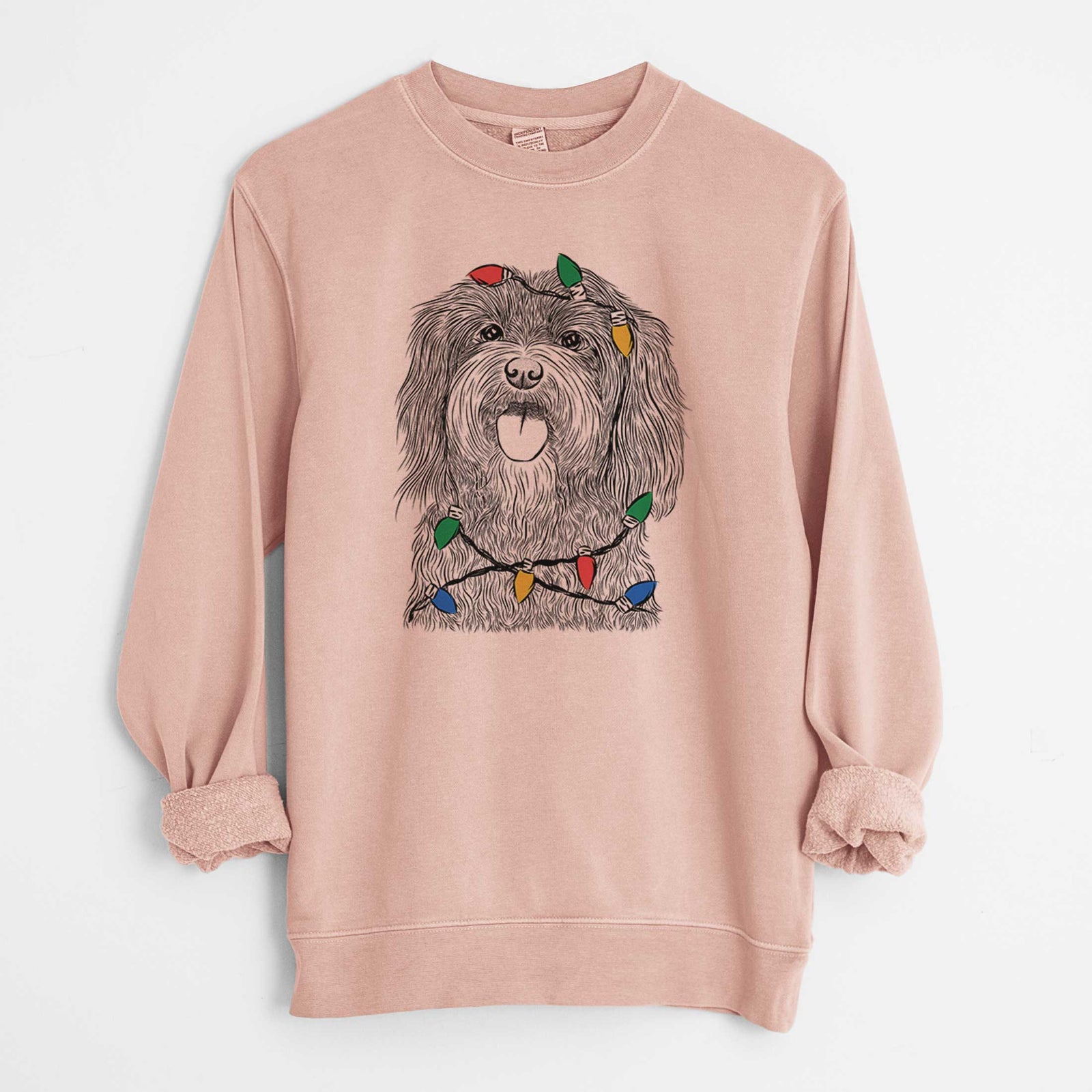 Christmas Lights Sophie the Havanese - Unisex Pigment Dyed Crew Sweatshirt