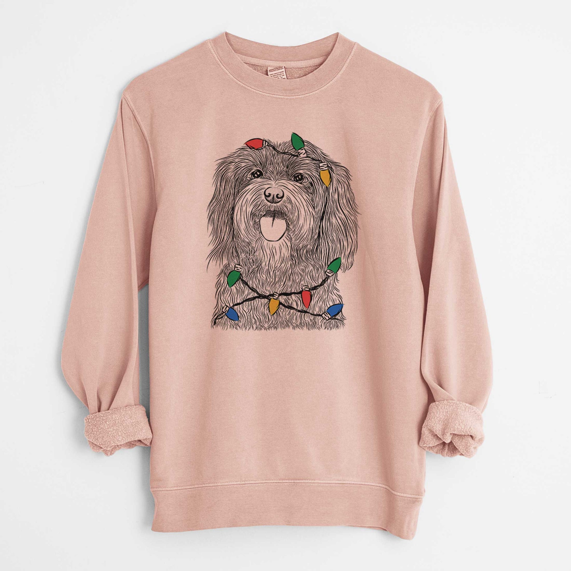 Christmas Lights Sophie the Havanese - Unisex Pigment Dyed Crew Sweatshirt