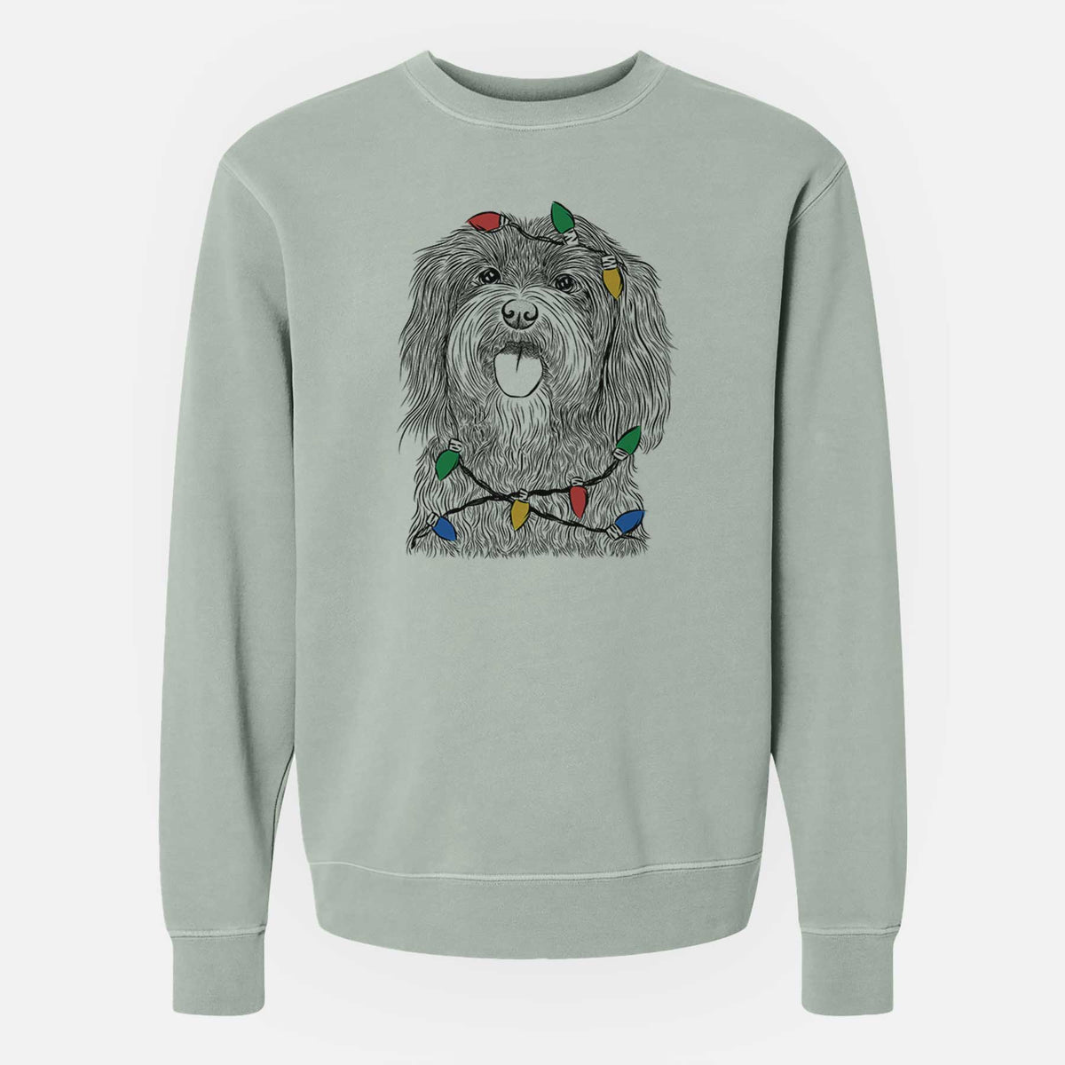 Christmas Lights Sophie the Havanese - Unisex Pigment Dyed Crew Sweatshirt
