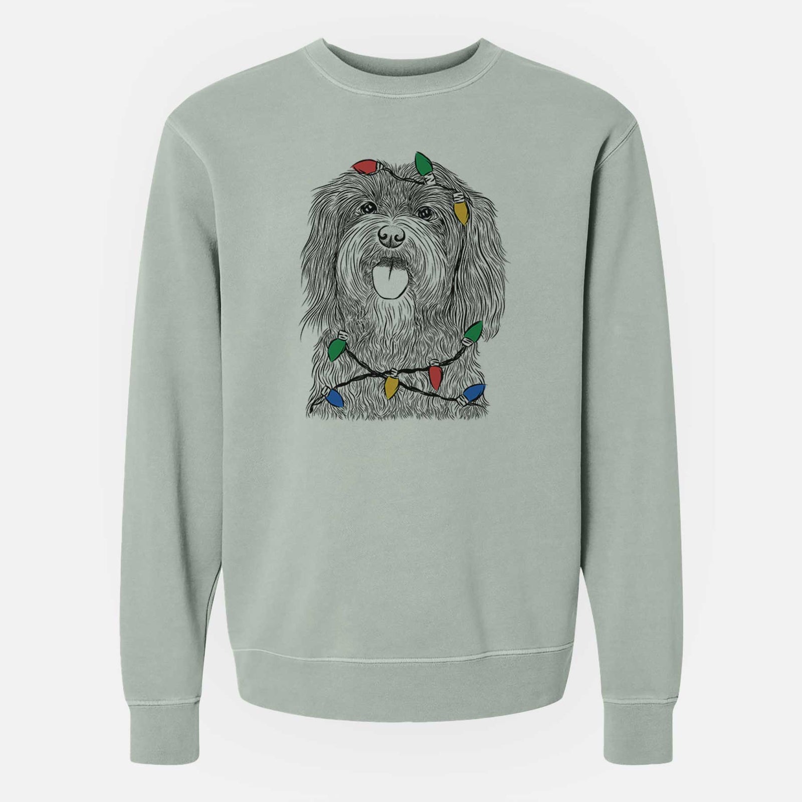 Christmas Lights Sophie the Havanese - Unisex Pigment Dyed Crew Sweatshirt