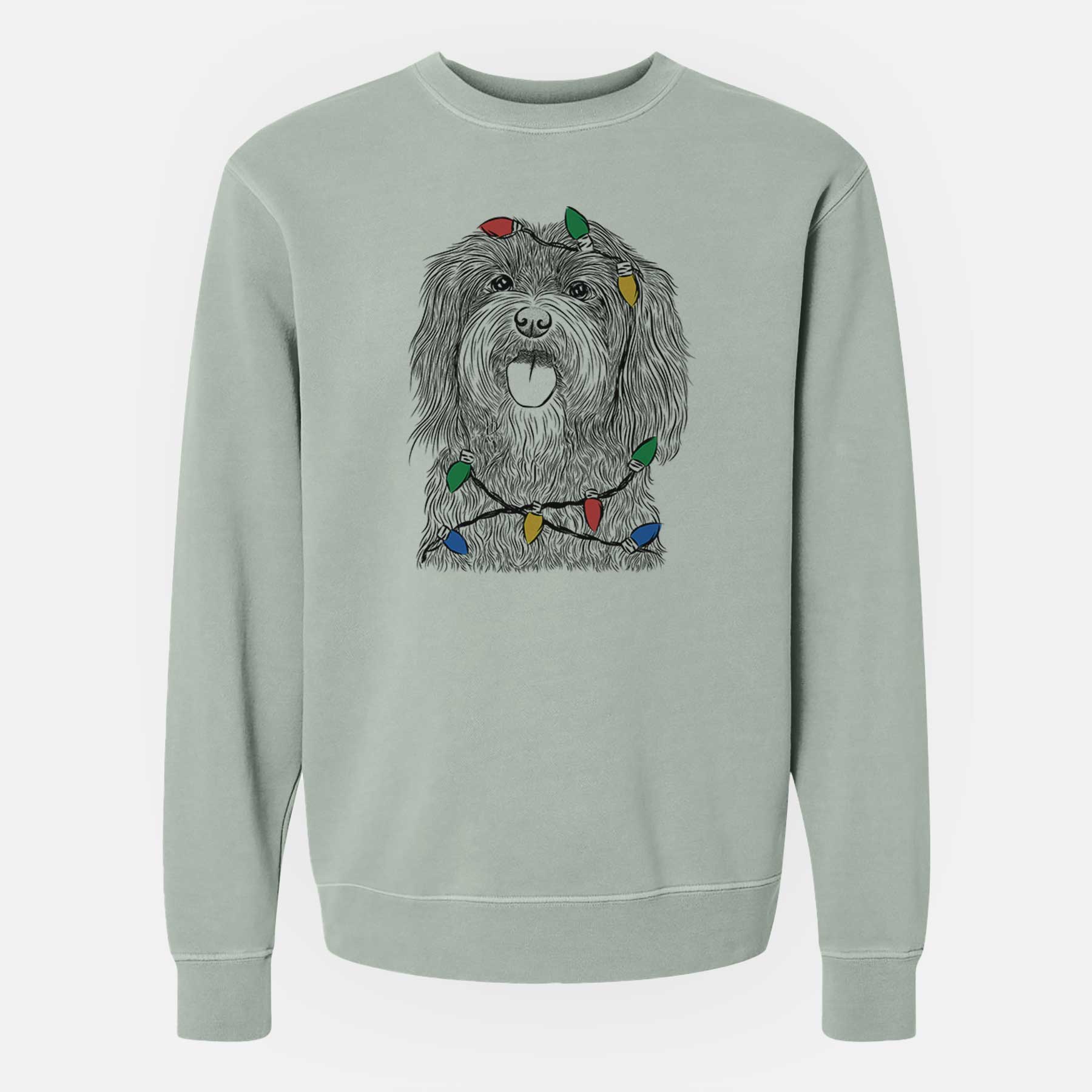 Christmas Lights Sophie the Havanese - Unisex Pigment Dyed Crew Sweatshirt