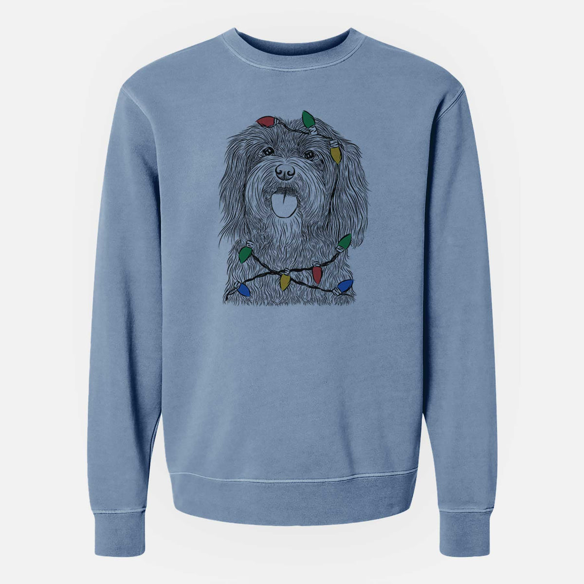 Christmas Lights Sophie the Havanese - Unisex Pigment Dyed Crew Sweatshirt