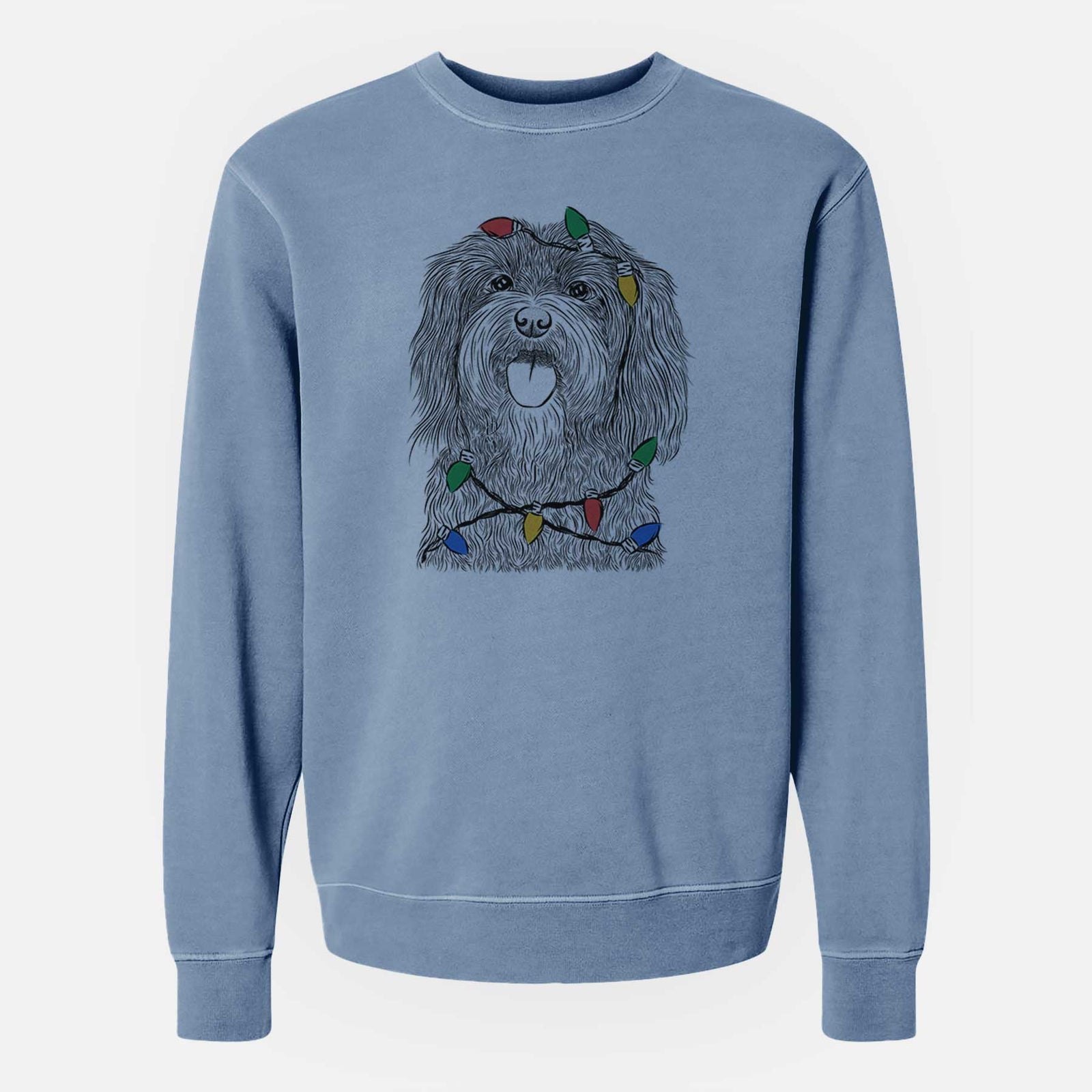 Christmas Lights Sophie the Havanese - Unisex Pigment Dyed Crew Sweatshirt