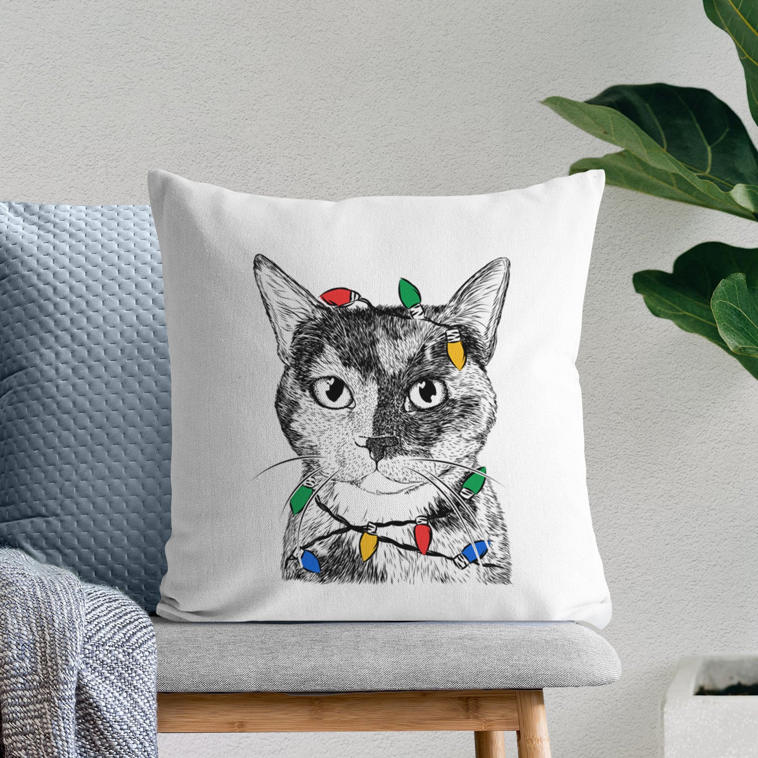 Spooky Kitty the Tortoiseshell Cat - Throw Pillow Cover