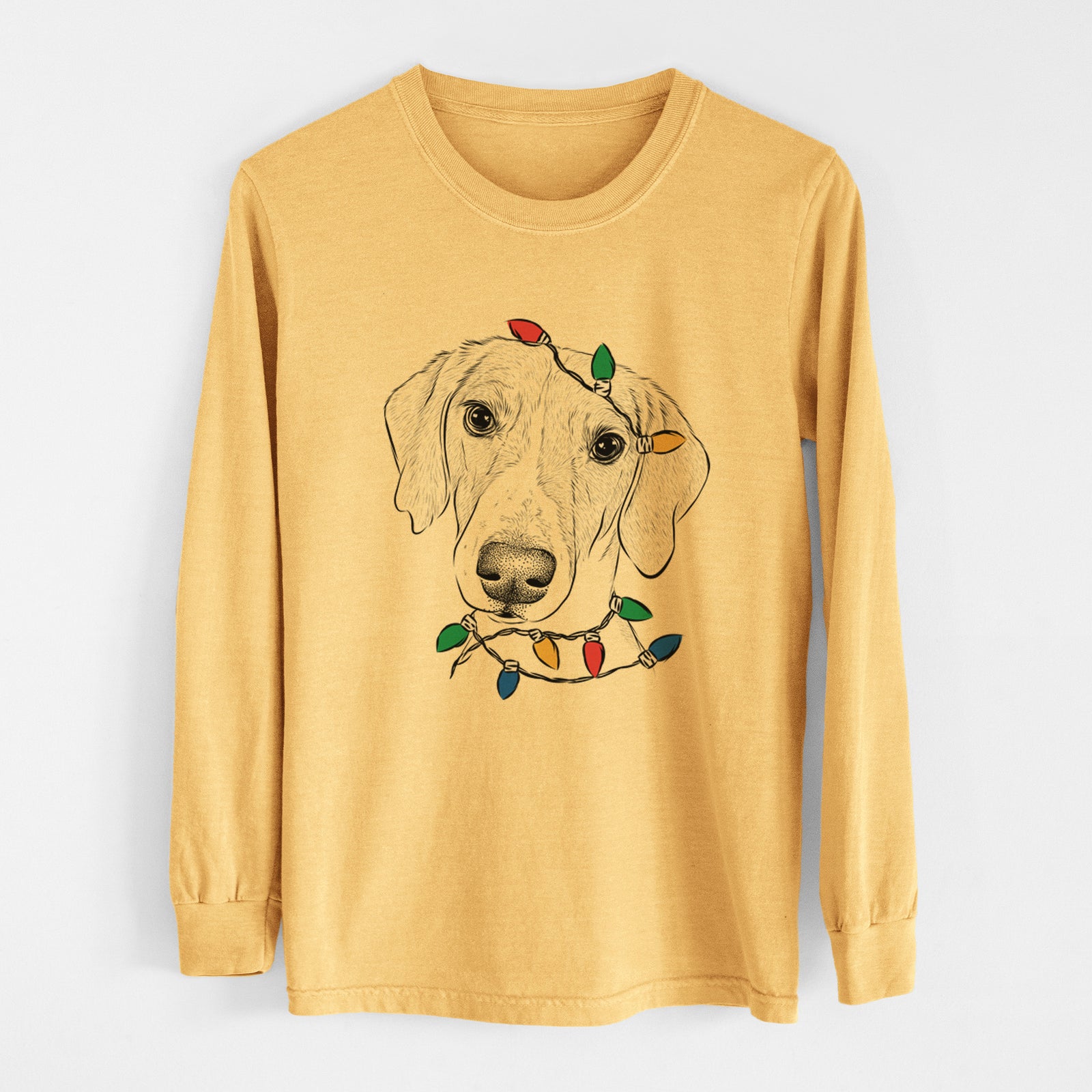 Christmas Lights Stanley the Foxhound - Heavyweight 100% Cotton Long Sleeve