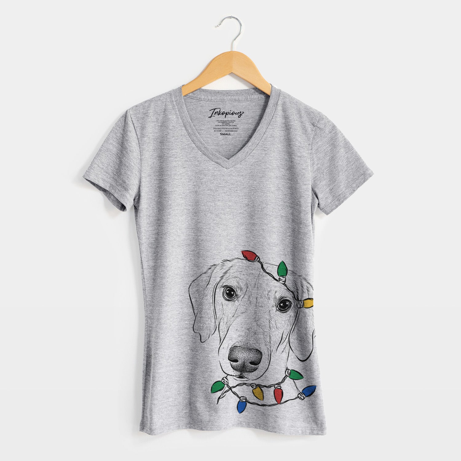 Christmas Lights Stanley the Foxhound - Women's Perfect V-neck Shirt