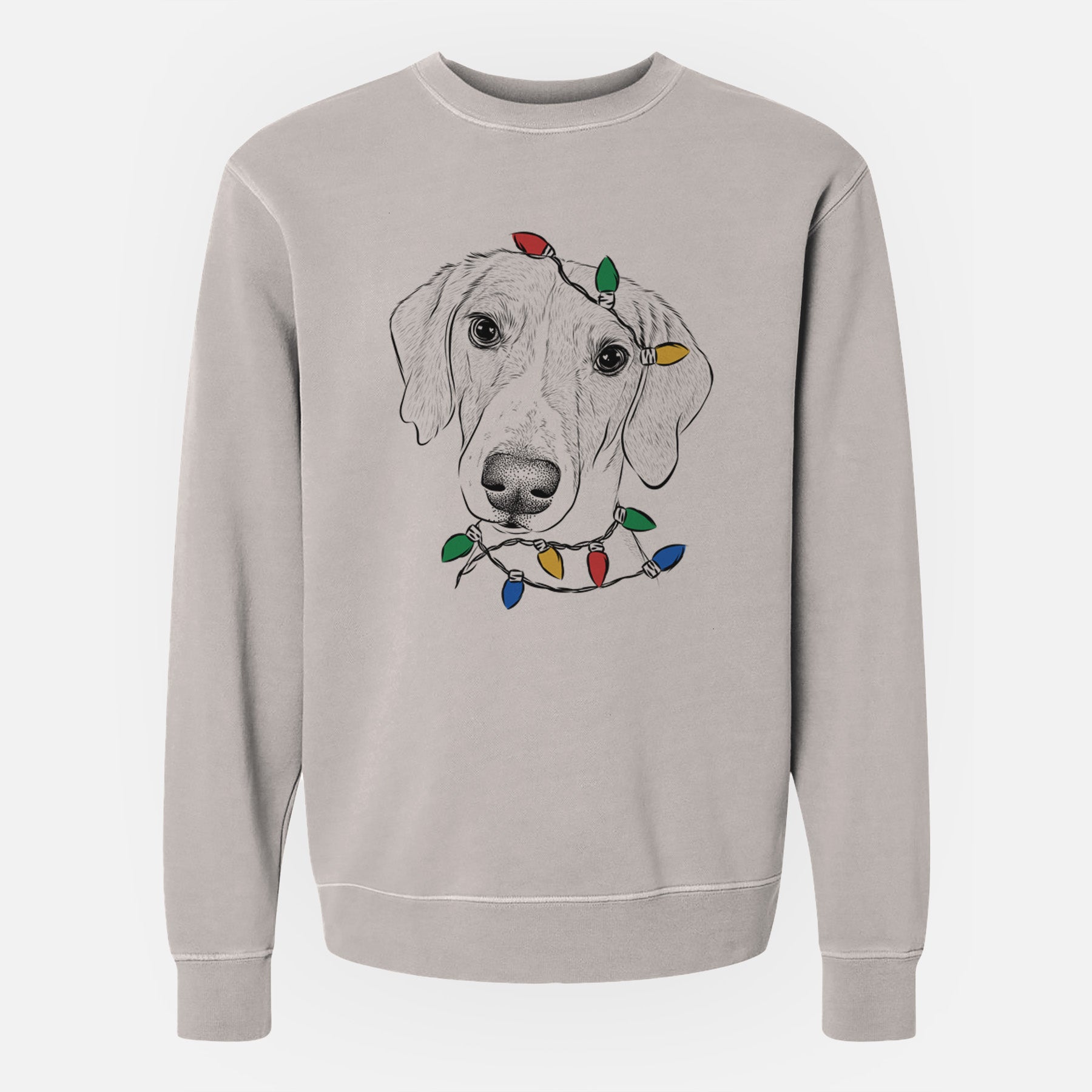 Christmas Lights Stanley the Foxhound - Unisex Pigment Dyed Crew Sweatshirt