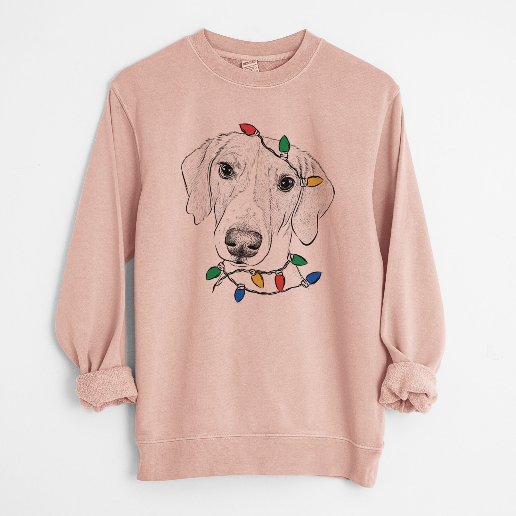 Christmas Lights Stanley the Foxhound - Unisex Pigment Dyed Crew Sweatshirt