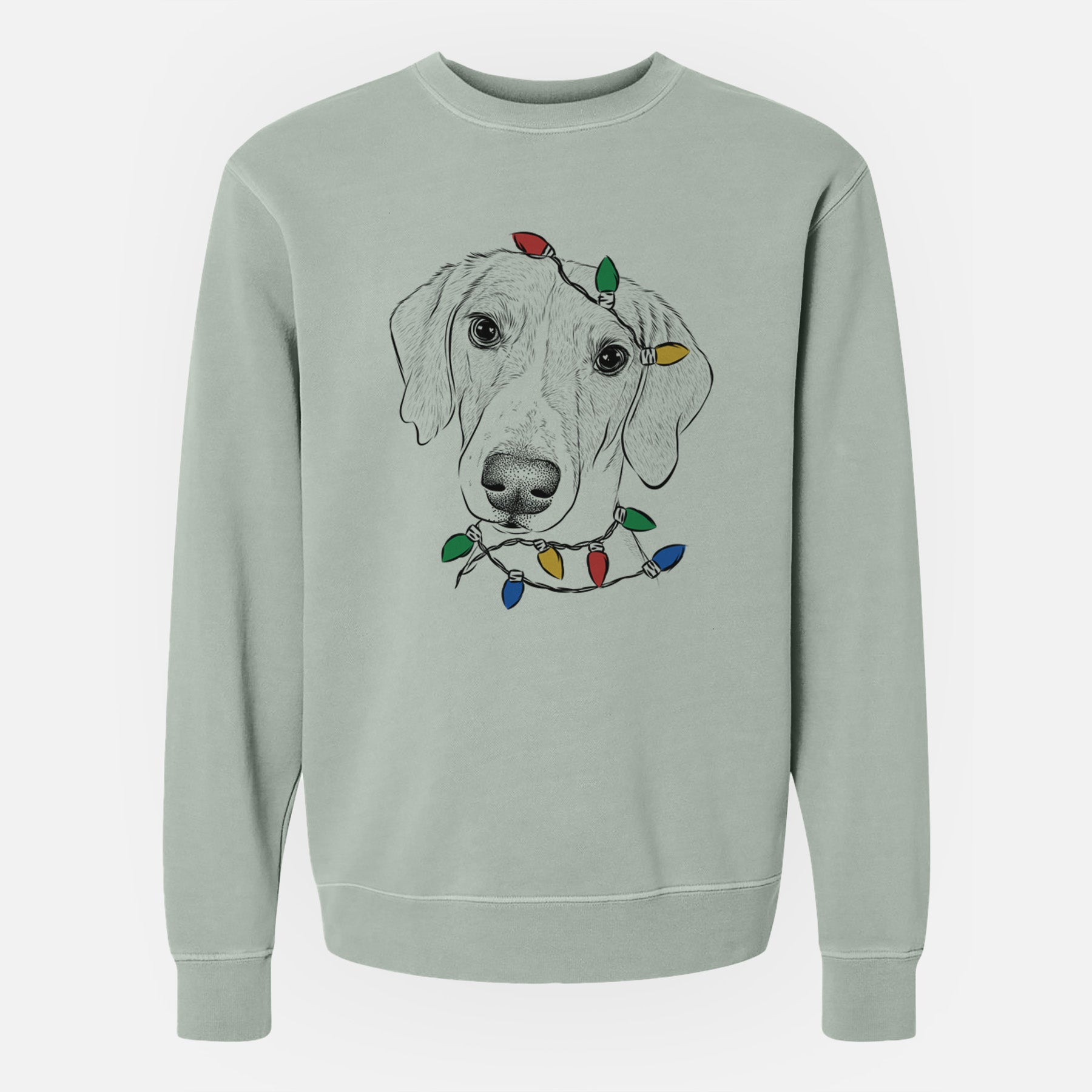 Christmas Lights Stanley the Foxhound - Unisex Pigment Dyed Crew Sweatshirt