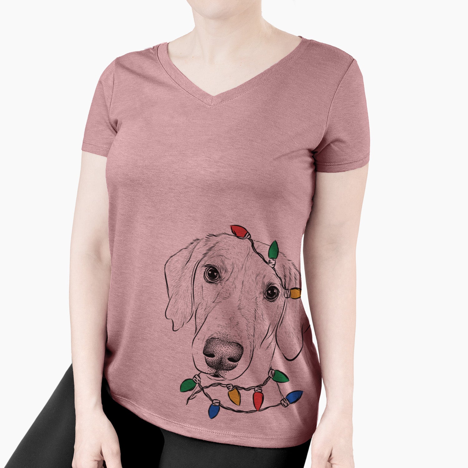 Christmas Lights Stanley the Foxhound - Women's Perfect V-neck Shirt