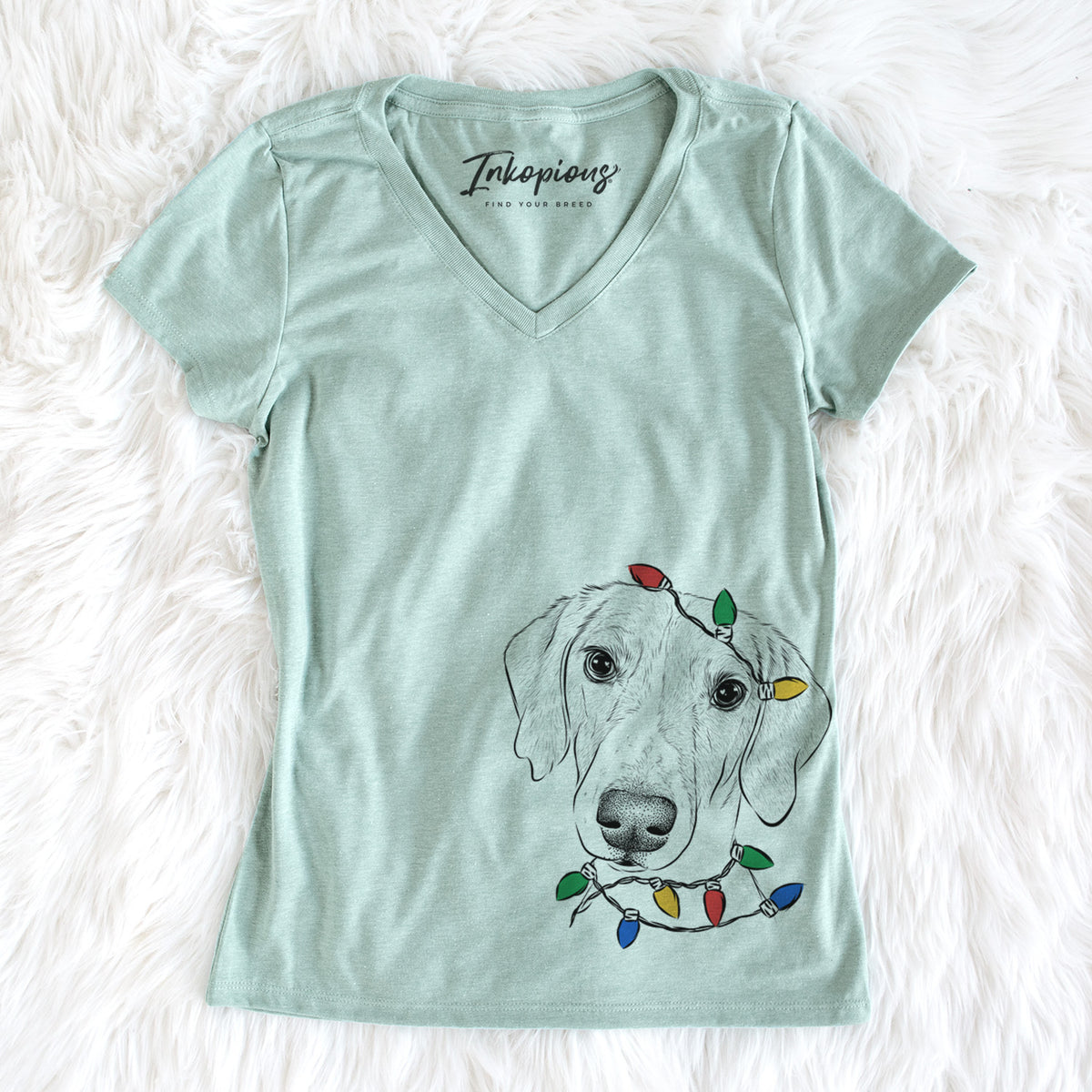Christmas Lights Stanley the Foxhound - Women&#39;s Perfect V-neck Shirt