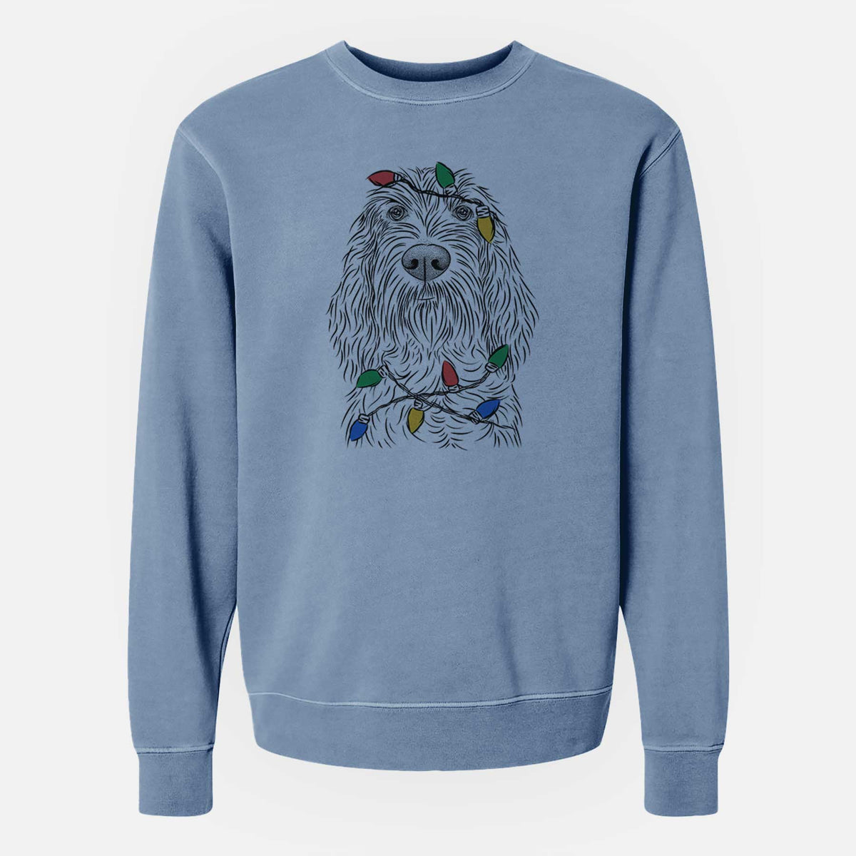 Christmas Lights Stefano the Spinone Italiano - Unisex Pigment Dyed Crew Sweatshirt