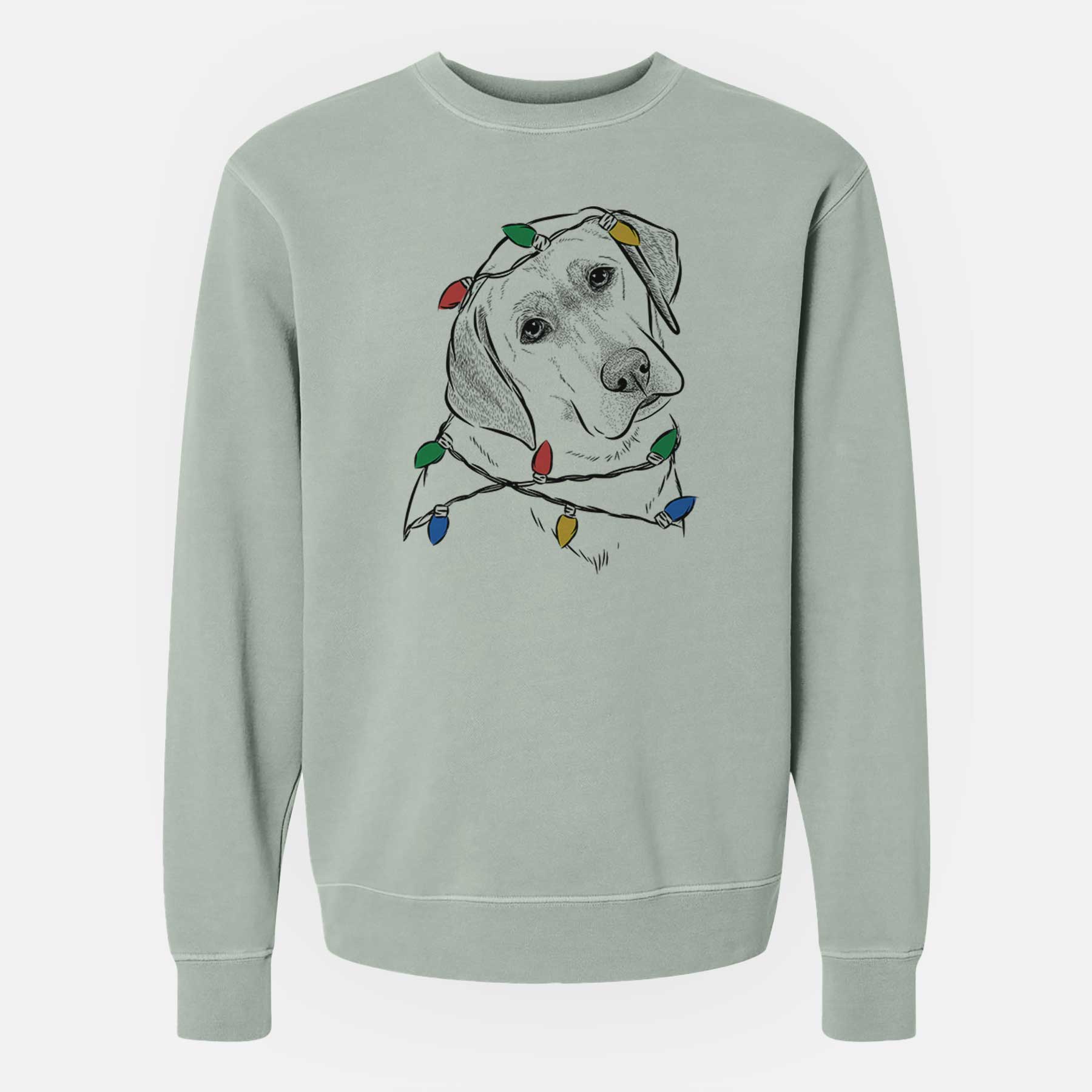 Christmas Lights Stella the Yellow Lab - Unisex Pigment Dyed Crew Sweatshirt