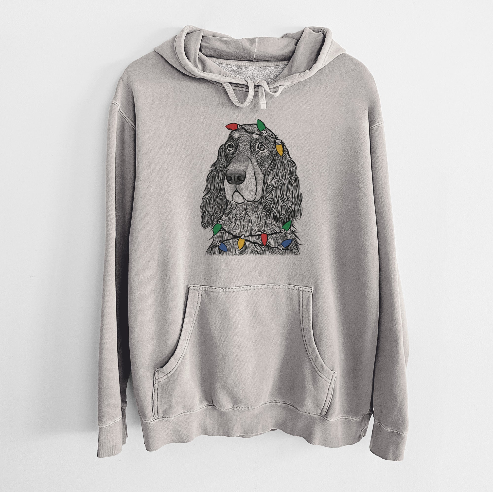 Christmas Lights Stormy the Gordon Setter - Unisex Pigment Dyed Hoodie