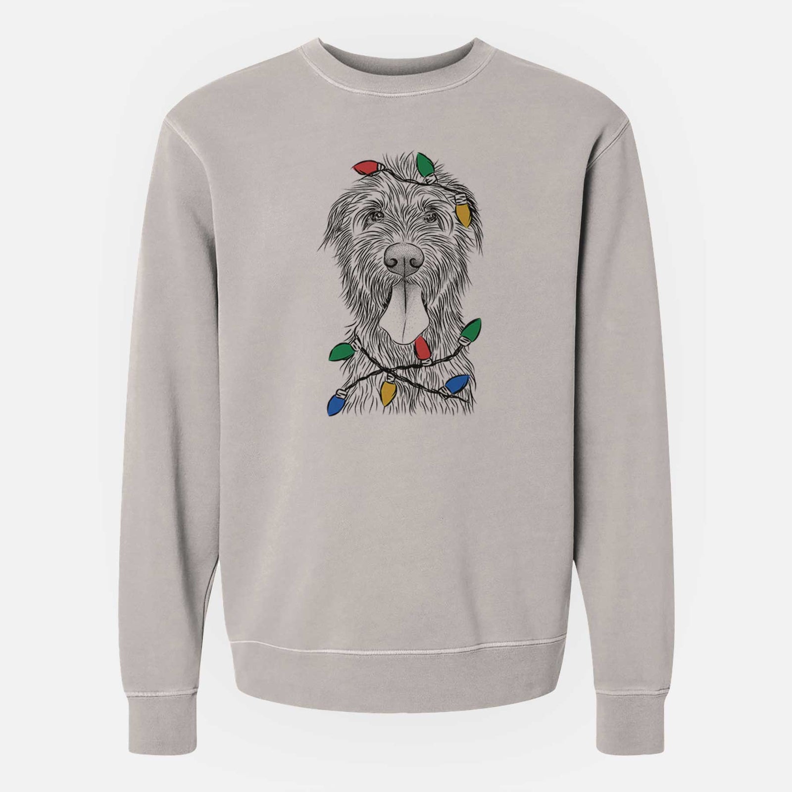 Christmas Lights Sullivan the Irish Wolfhound - Unisex Pigment Dyed Crew Sweatshirt