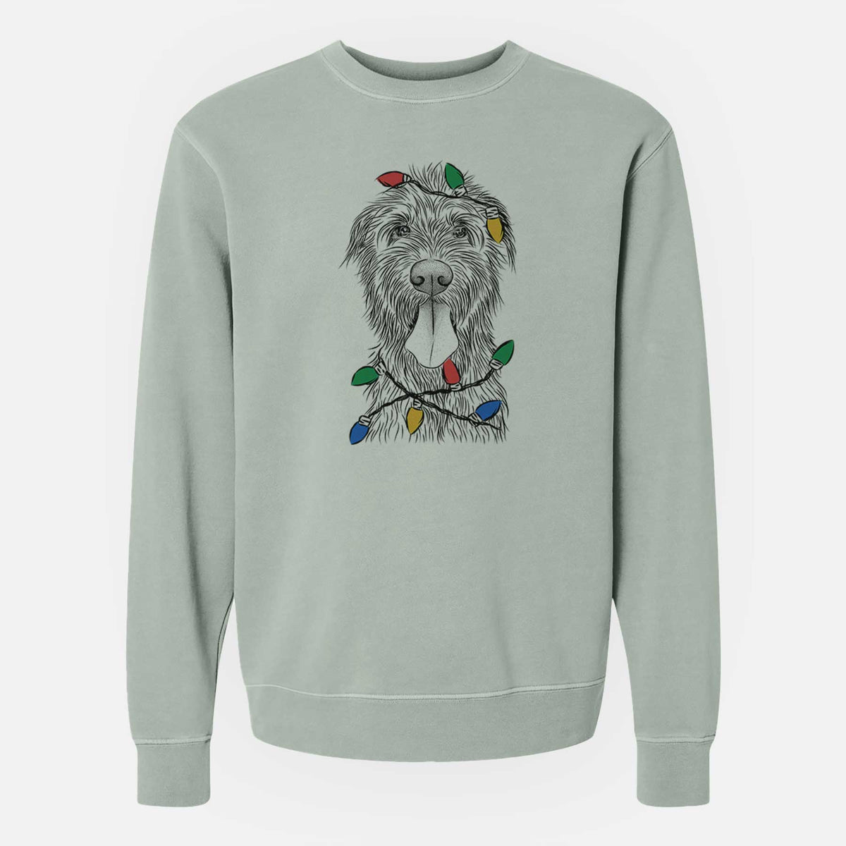 Christmas Lights Sullivan the Irish Wolfhound - Unisex Pigment Dyed Crew Sweatshirt