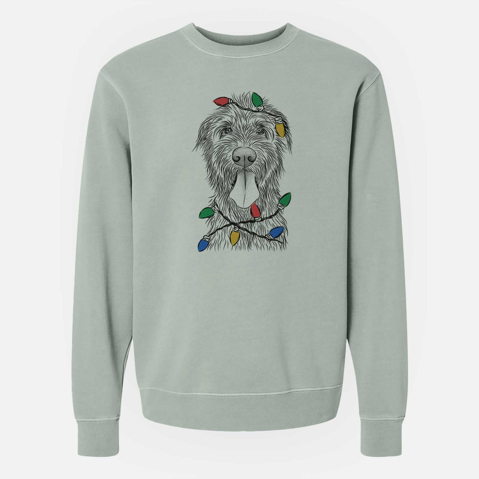 Christmas Lights Sullivan the Irish Wolfhound - Unisex Pigment Dyed Crew Sweatshirt