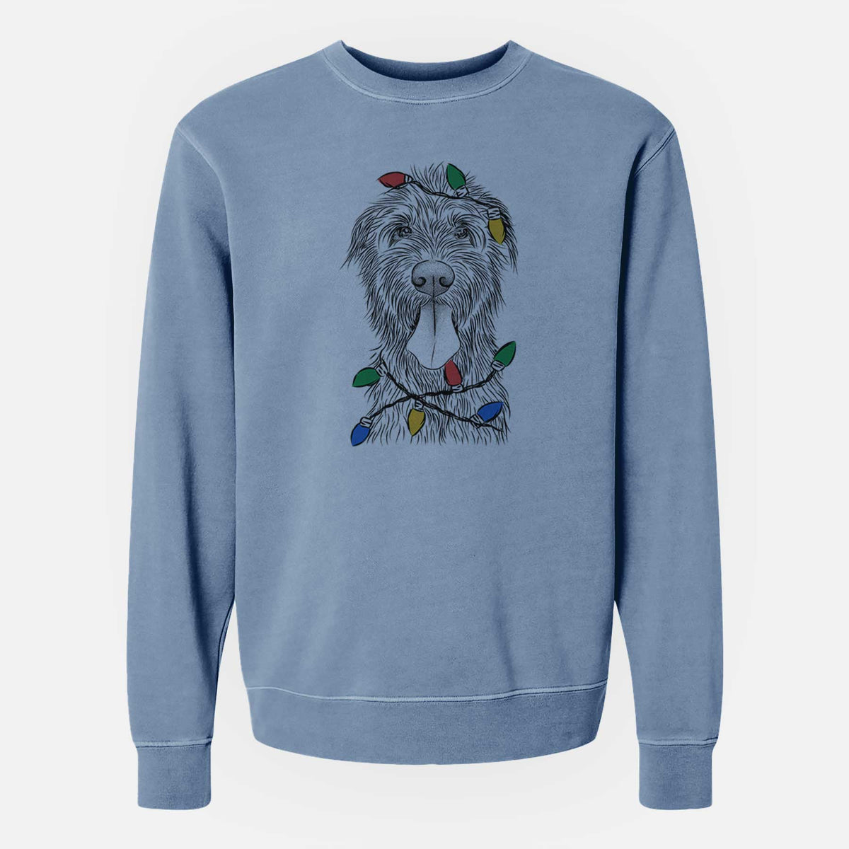 Christmas Lights Sullivan the Irish Wolfhound - Unisex Pigment Dyed Crew Sweatshirt