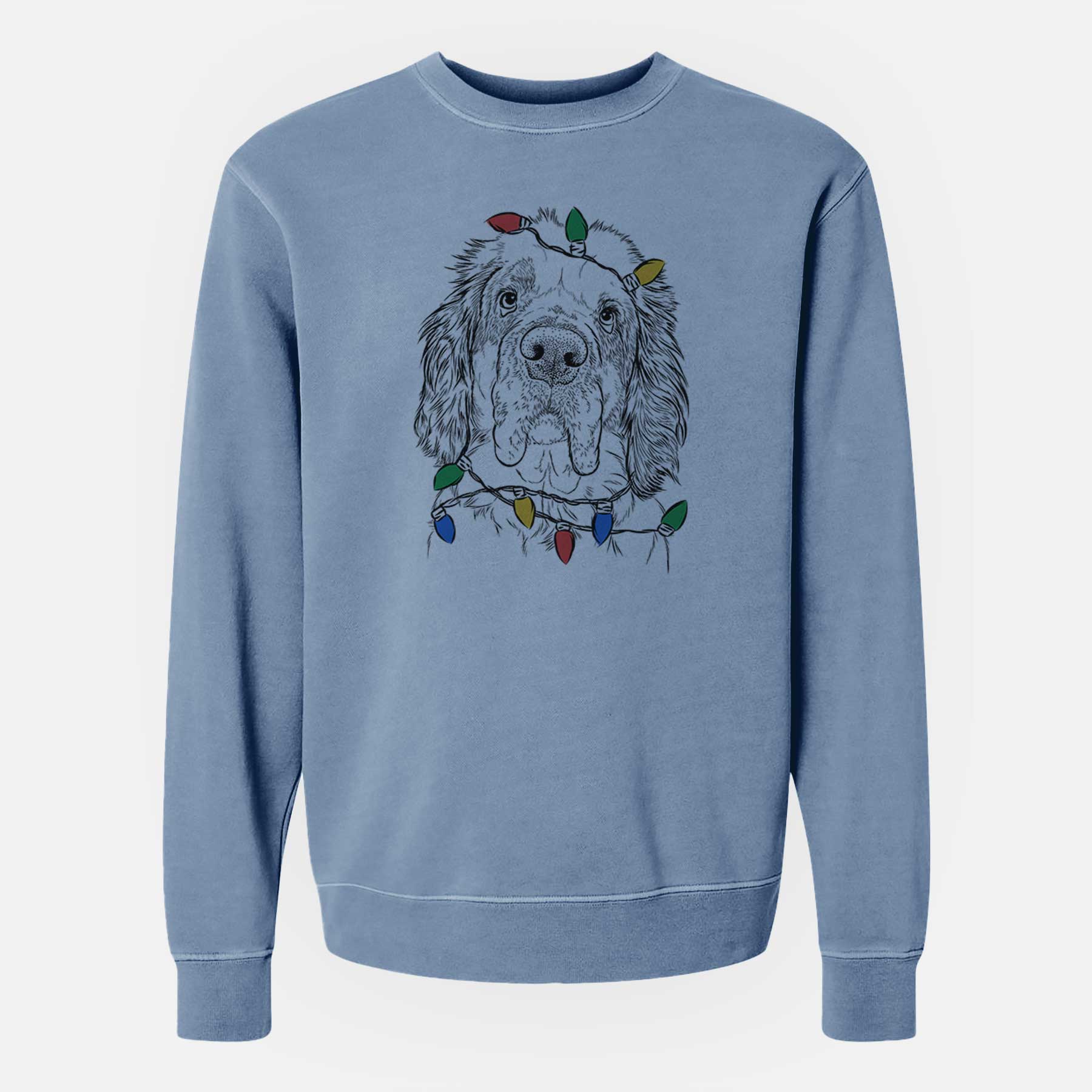 Christmas Lights Sully the Clumber Spaniel - Unisex Pigment Dyed Crew Sweatshirt