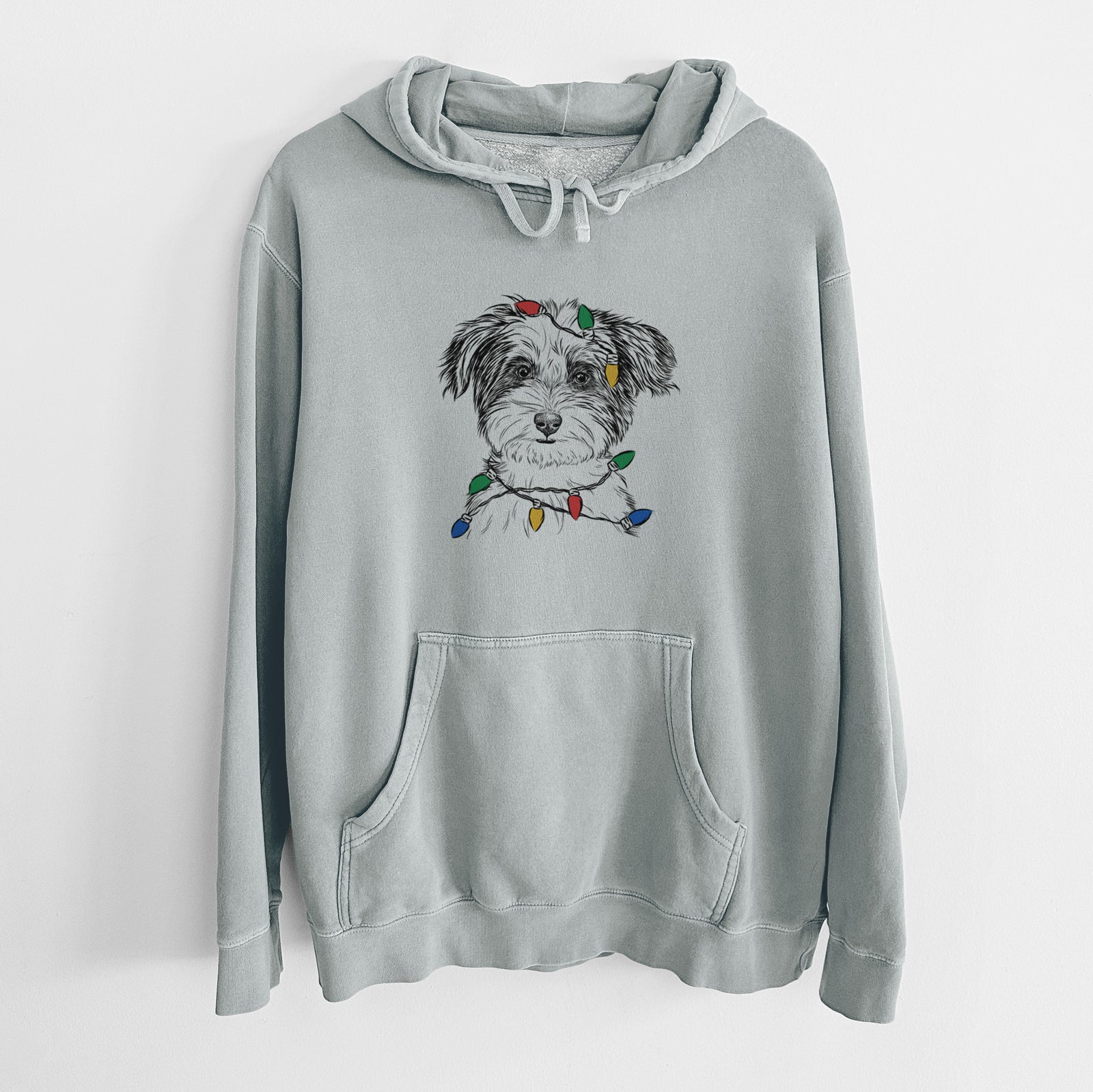 Christmas Lights Teddy the Havanese - Unisex Pigment Dyed Hoodie