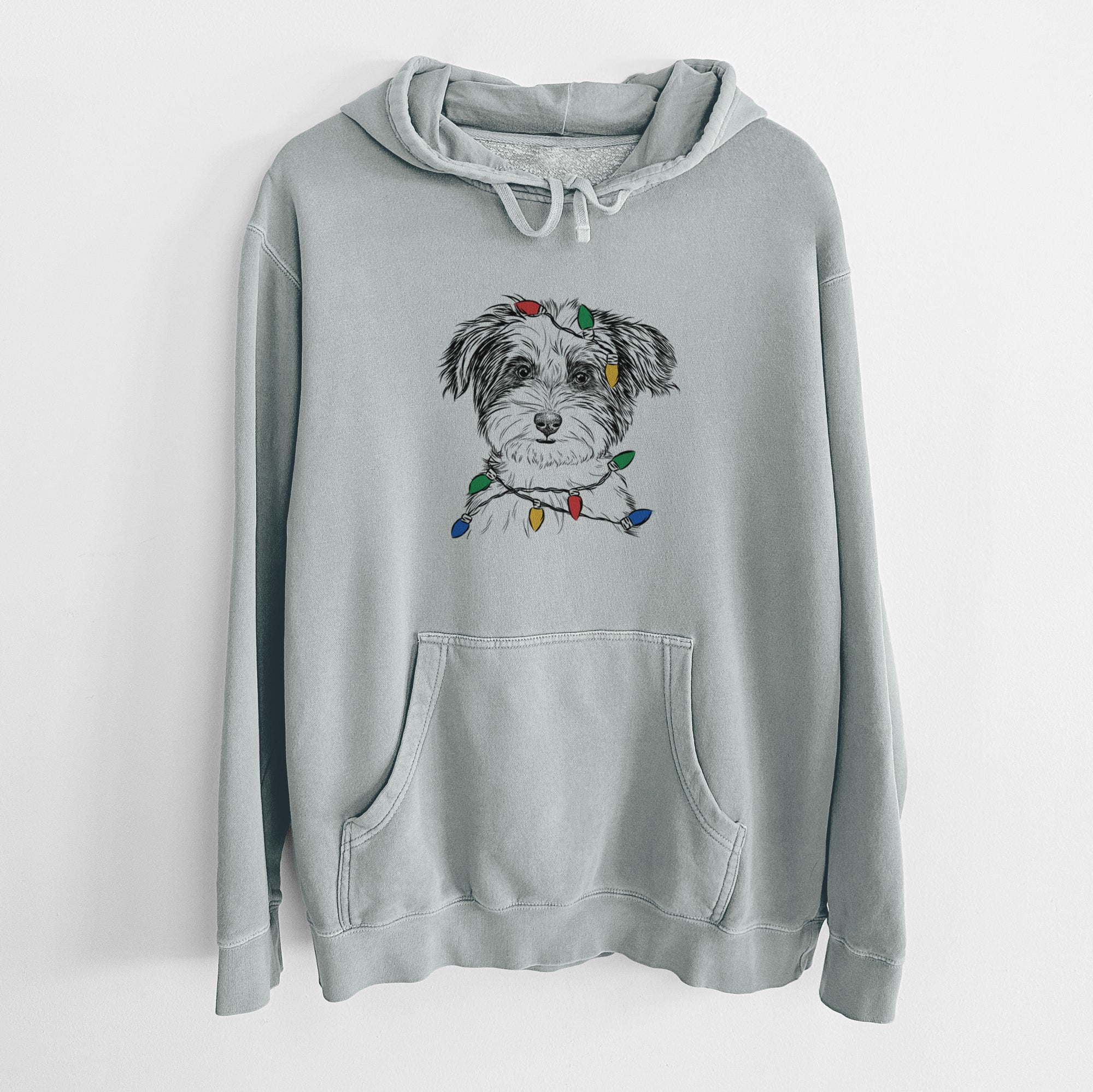 Christmas Lights Teddy the Havanese - Unisex Pigment Dyed Hoodie