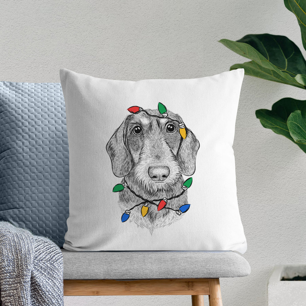 Truman the Wirehaired Dachshund - Throw Pillow Cover