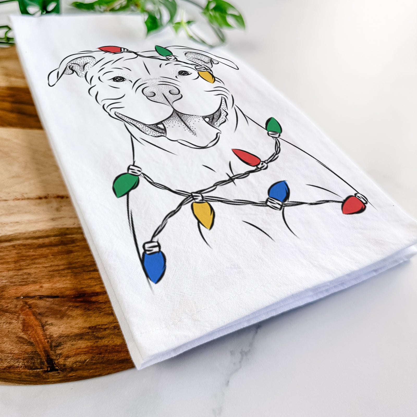 Tyson the American Bulldog Tea Towel