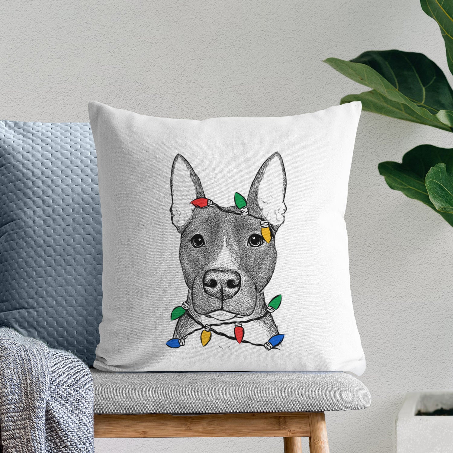 Violet the Pitbull - Throw Pillow Cover