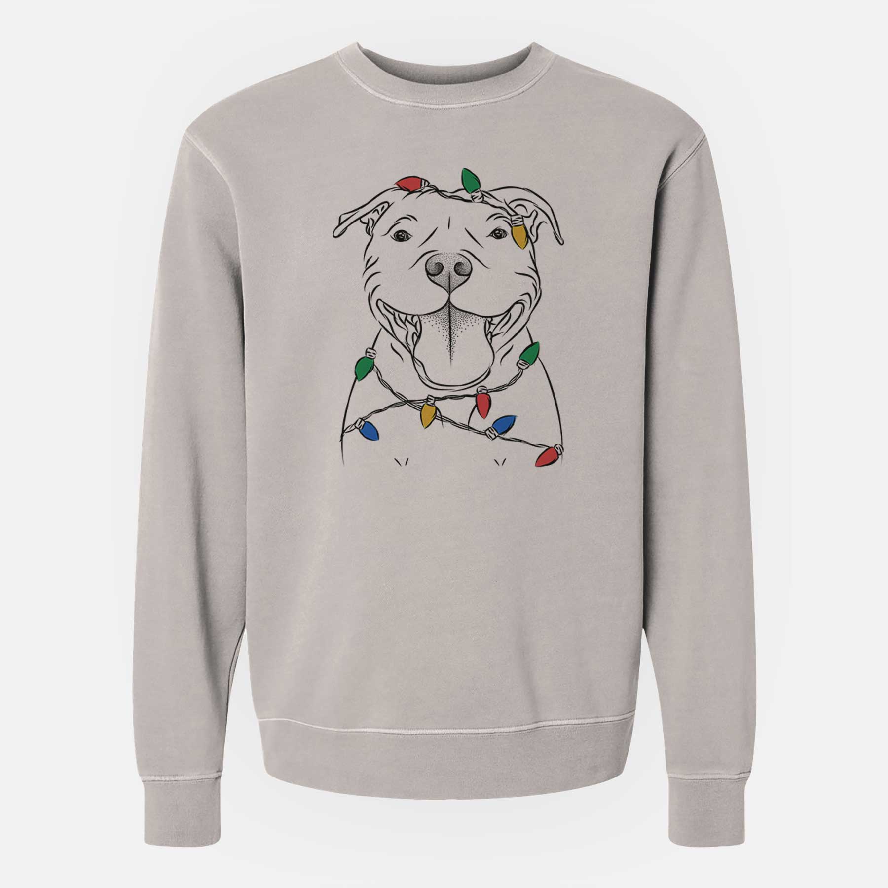 Christmas Lights Wafer the Staffordshire Bull Terrier - Unisex Pigment Dyed Crew Sweatshirt