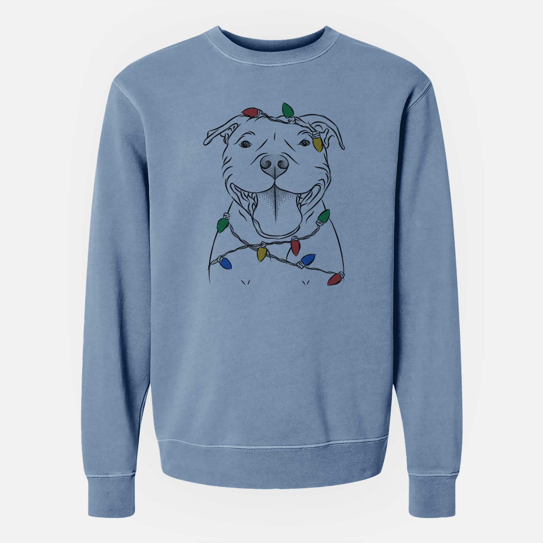 Christmas Lights Wafer the Staffordshire Bull Terrier - Unisex Pigment Dyed Crew Sweatshirt