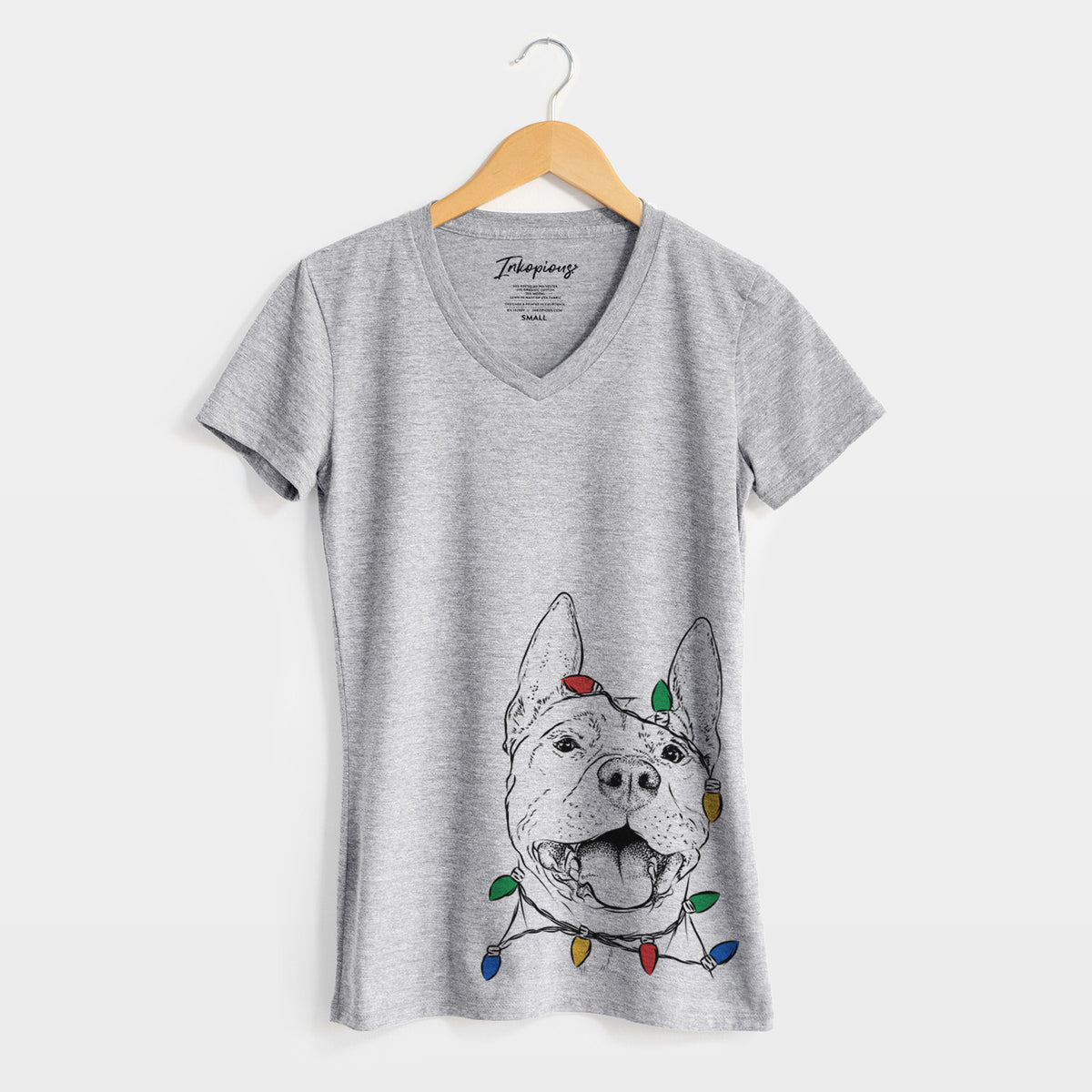 Christmas Lights Wally the Pitbull - Women's Perfect V-neck Shirt