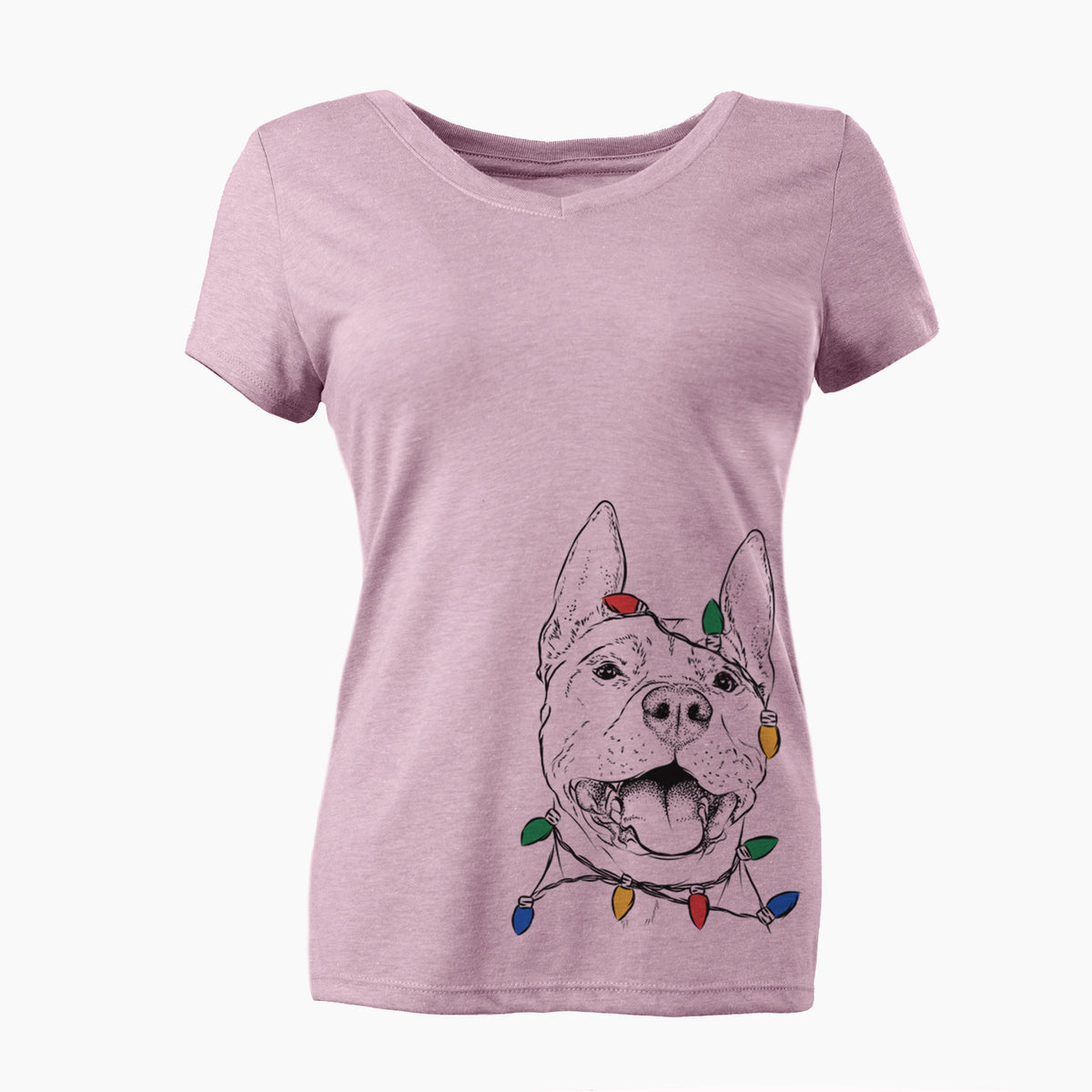 Christmas Lights Wally the Pitbull - Women's Perfect V-neck Shirt