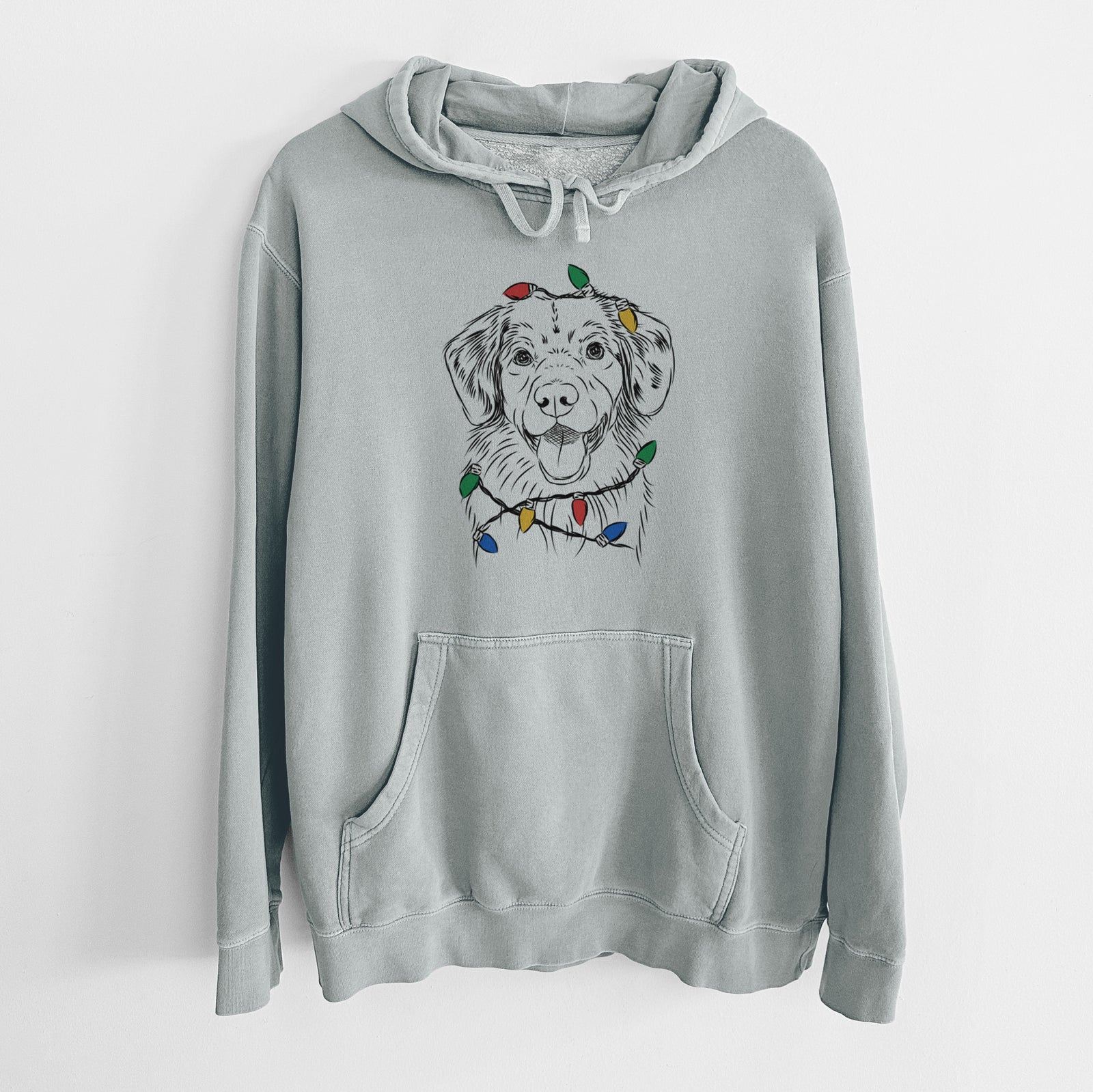 Christmas Lights Weston the Nova Scotia Duck Tolling Retriever - Unisex Pigment Dyed Hoodie