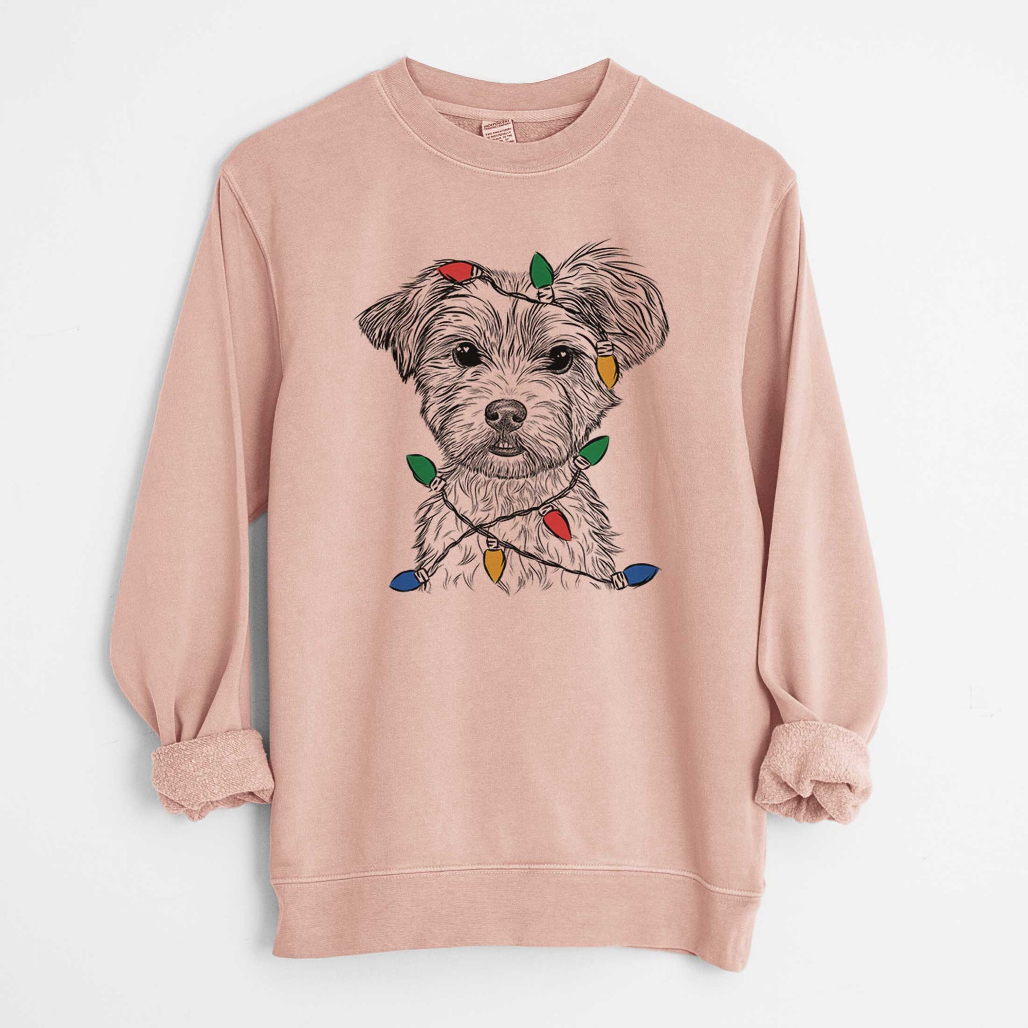 Christmas Lights William Mitchell Newman the Yorkshire Terrier - Unisex Pigment Dyed Crew Sweatshirt