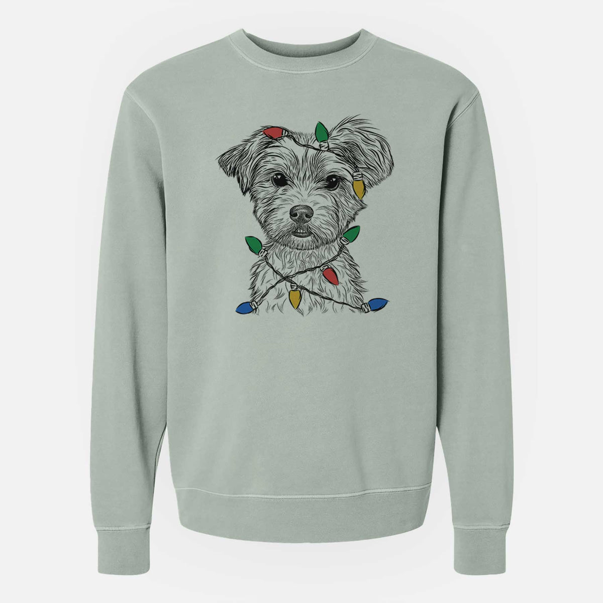 Christmas Lights William Mitchell Newman the Yorkshire Terrier - Unisex Pigment Dyed Crew Sweatshirt