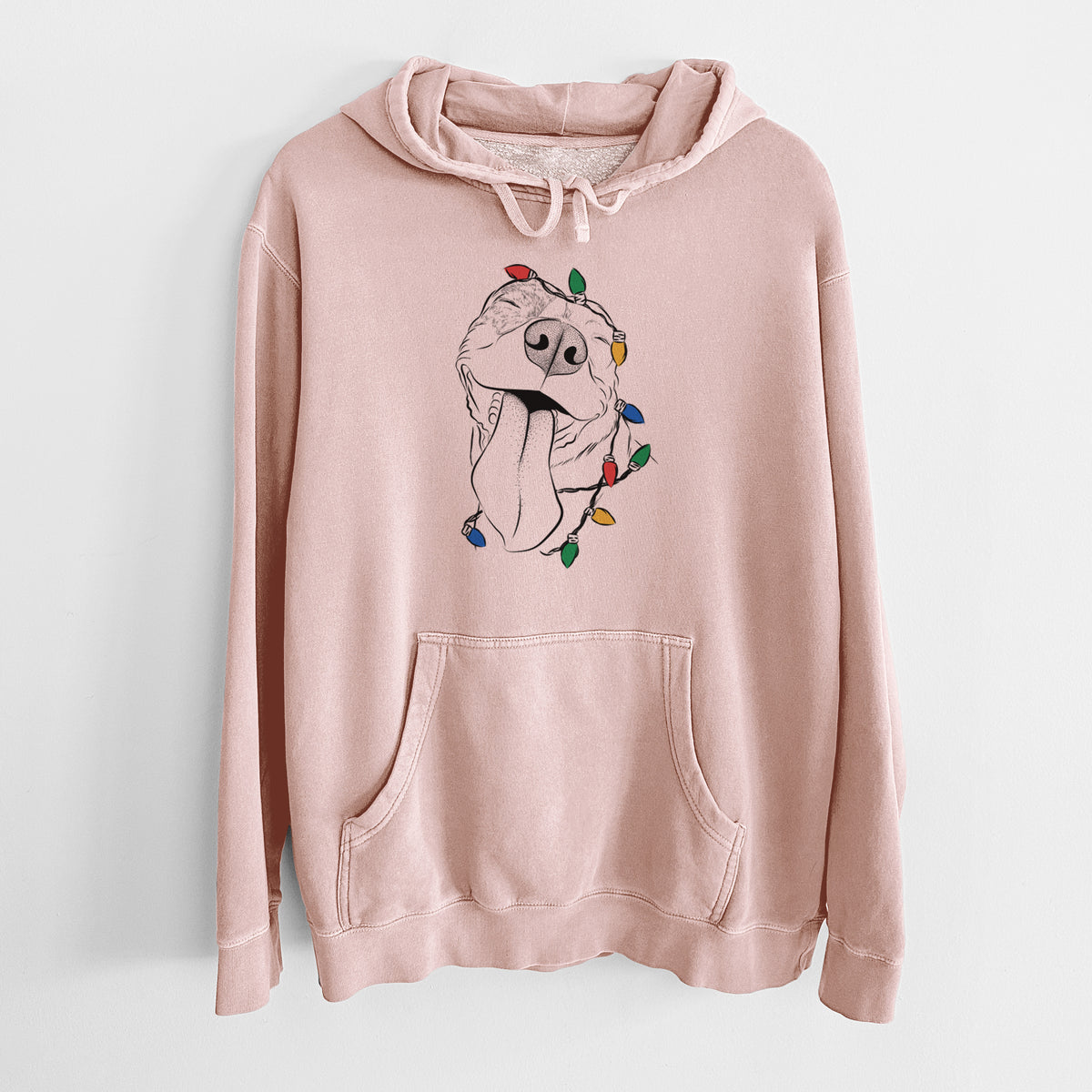 Christmas Lights Xena the American Staffordshire Terrier - Unisex Pigment Dyed Hoodie