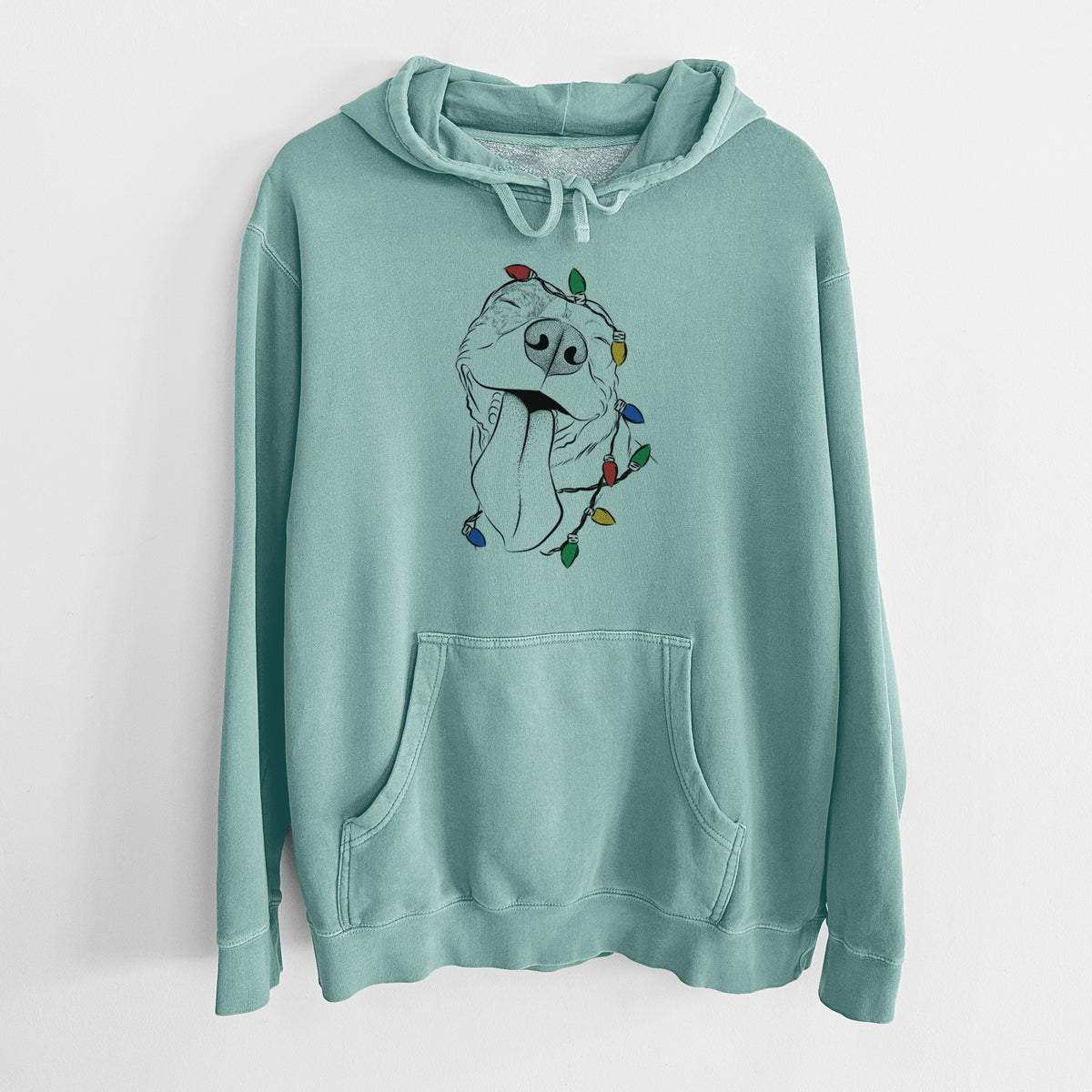 Christmas Lights Xena the American Staffordshire Terrier - Unisex Pigment Dyed Hoodie