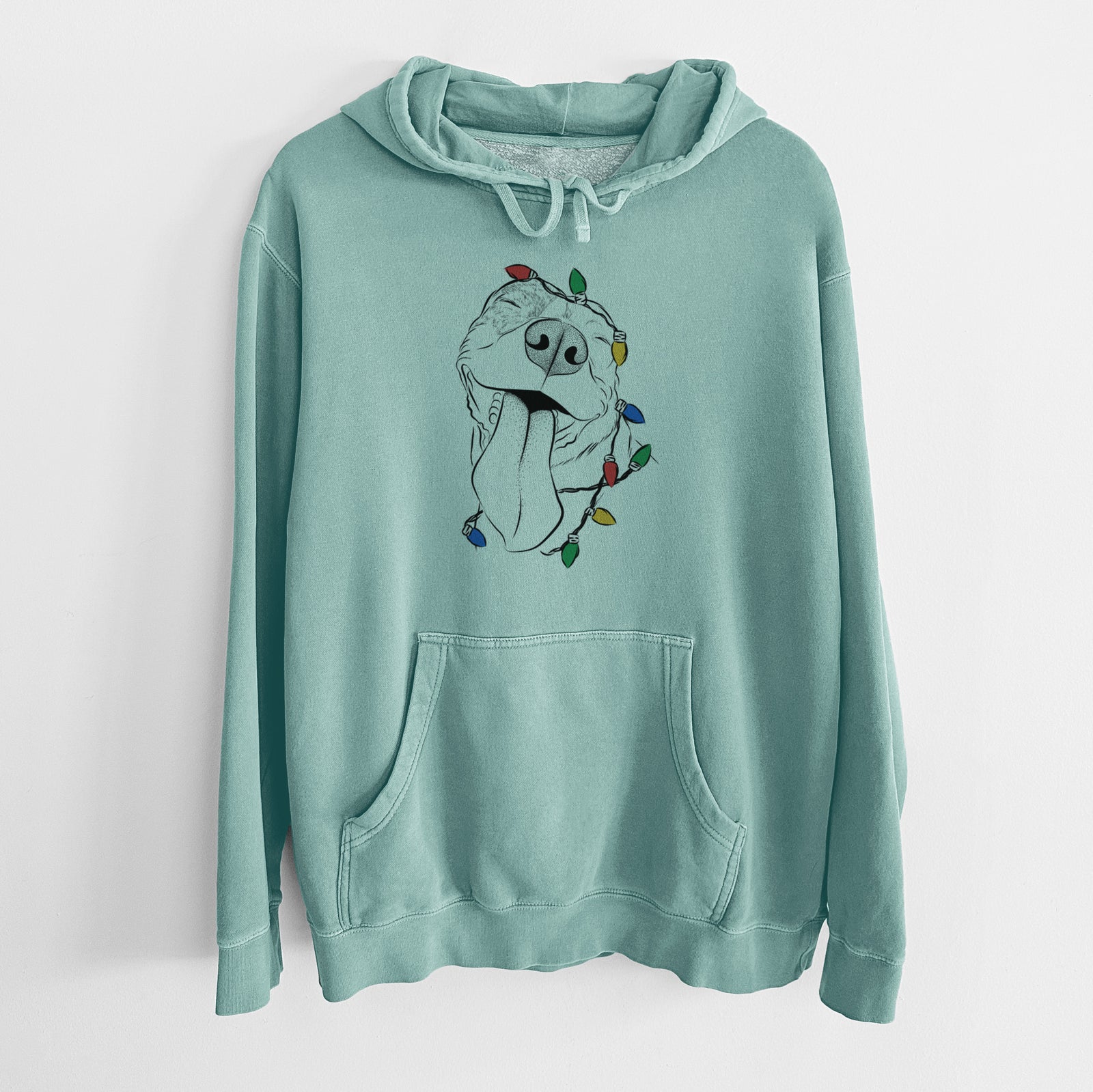 Christmas Lights Xena the American Staffordshire Terrier - Unisex Pigment Dyed Hoodie