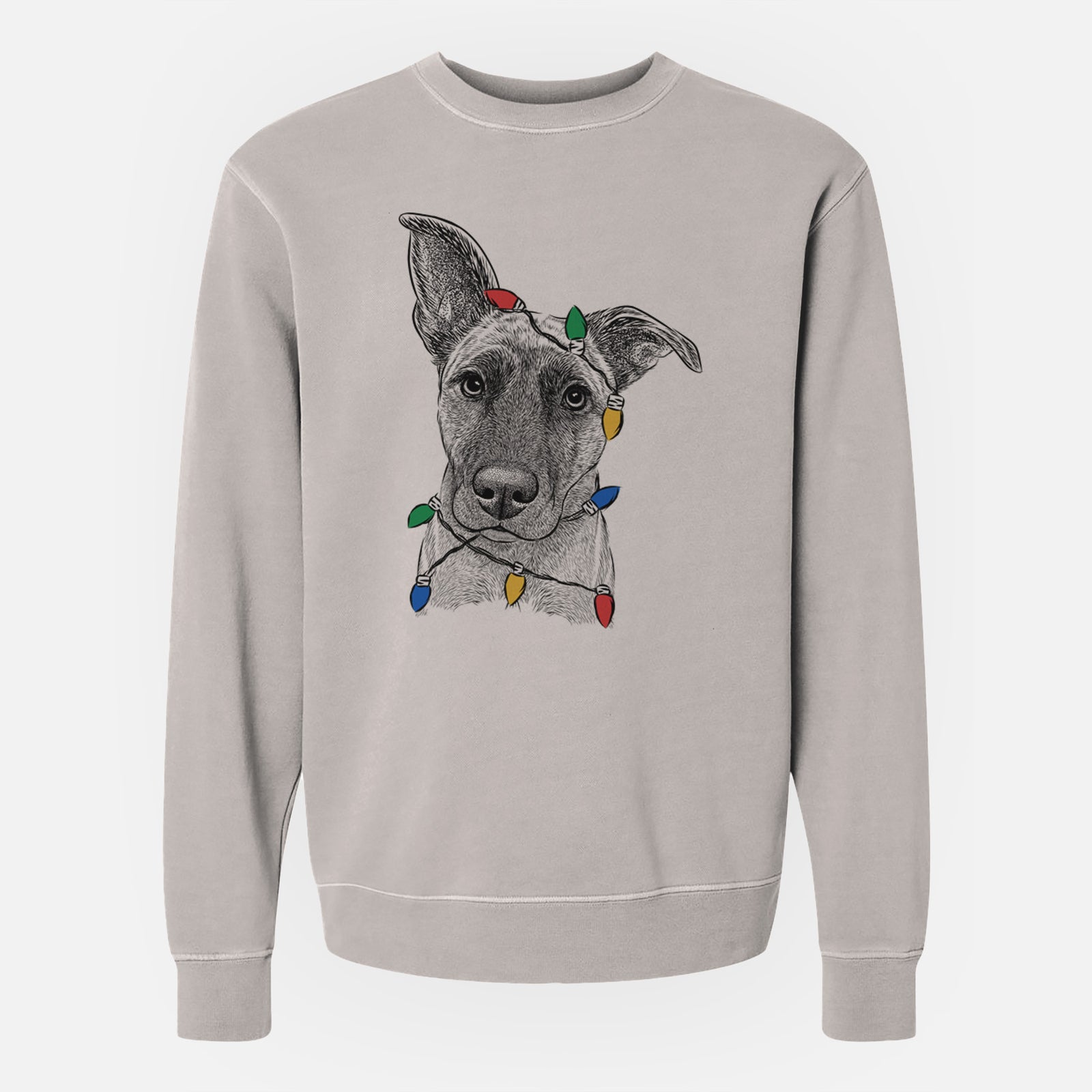 Christmas Lights Zoey the Mixed Breed - Unisex Pigment Dyed Crew Sweatshirt