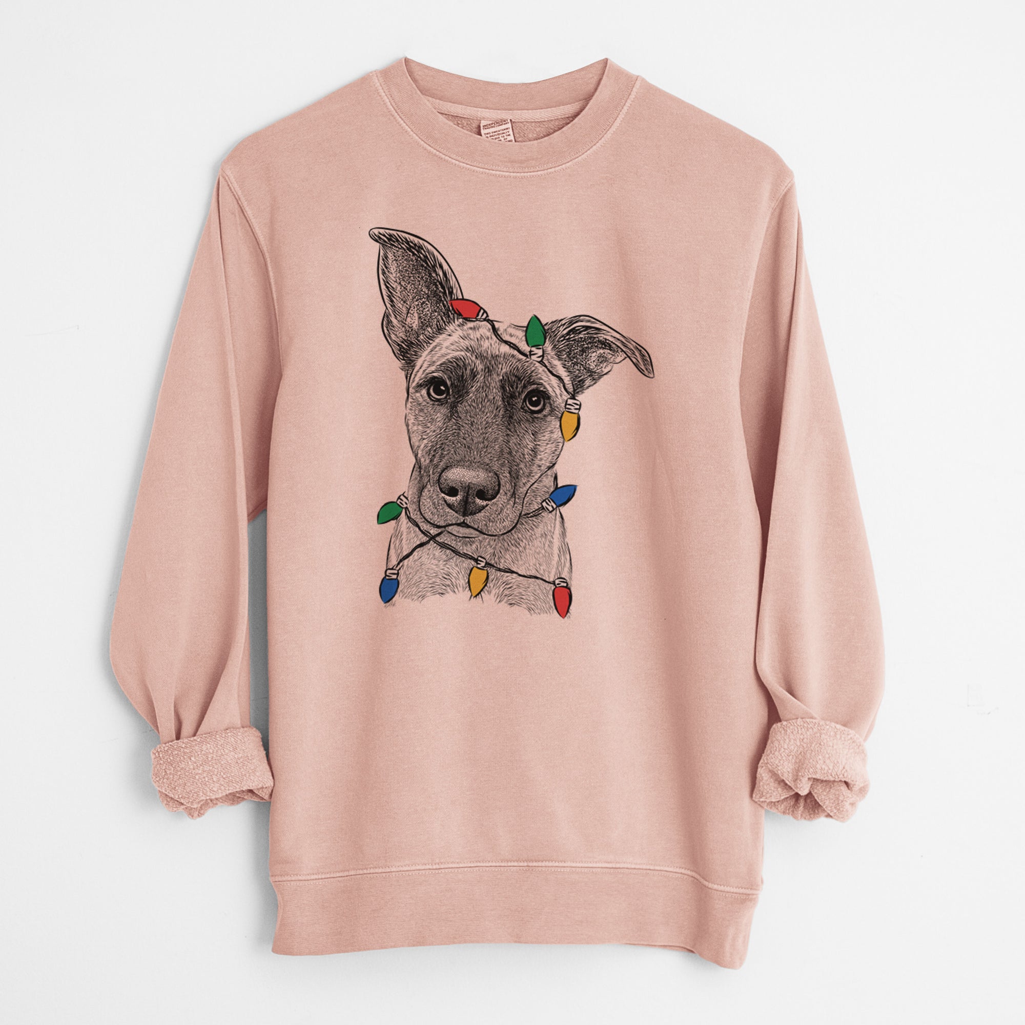 Christmas Lights Zoey the Mixed Breed - Unisex Pigment Dyed Crew Sweatshirt