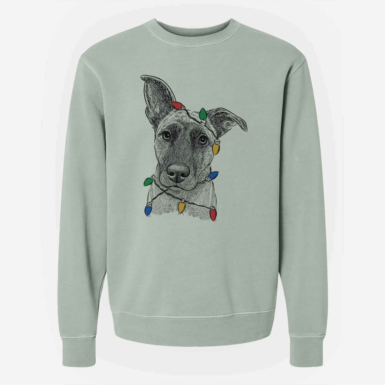 Christmas Lights Zoey the Mixed Breed - Unisex Pigment Dyed Crew Sweatshirt