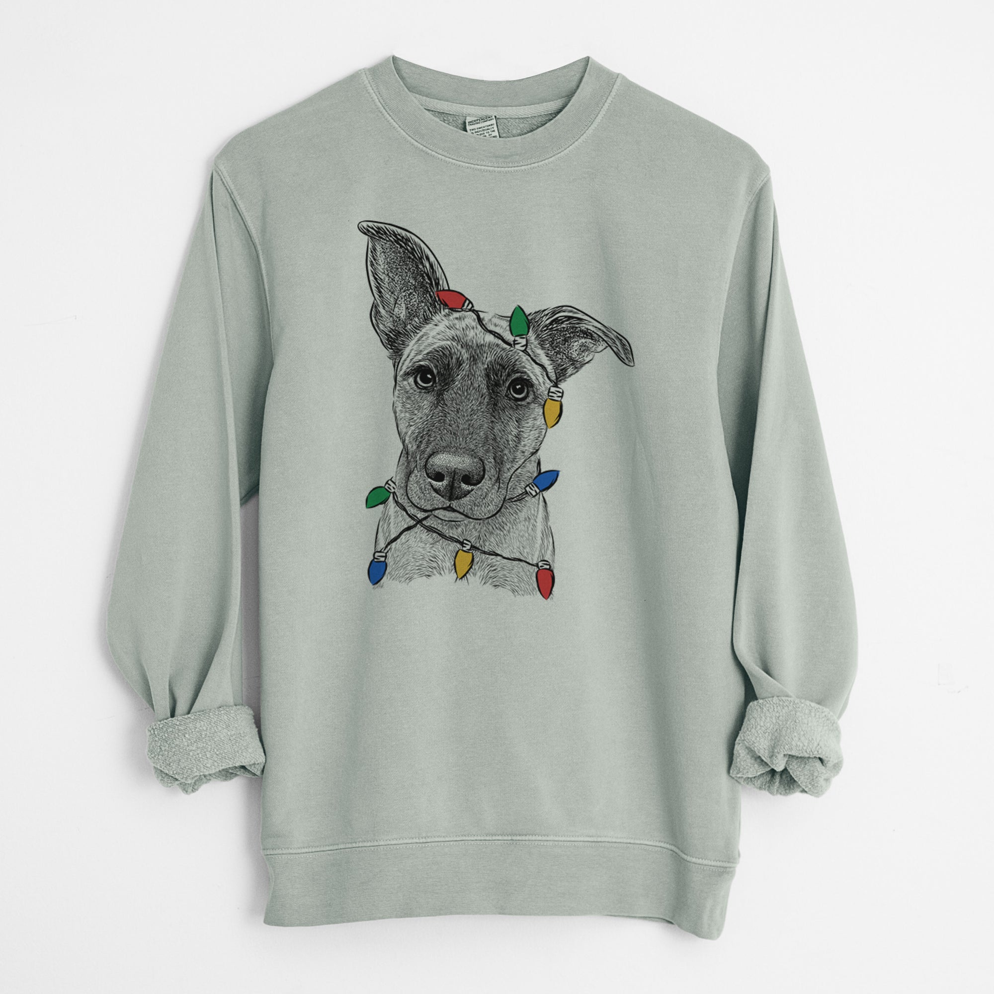 Christmas Lights Zoey the Mixed Breed - Unisex Pigment Dyed Crew Sweatshirt