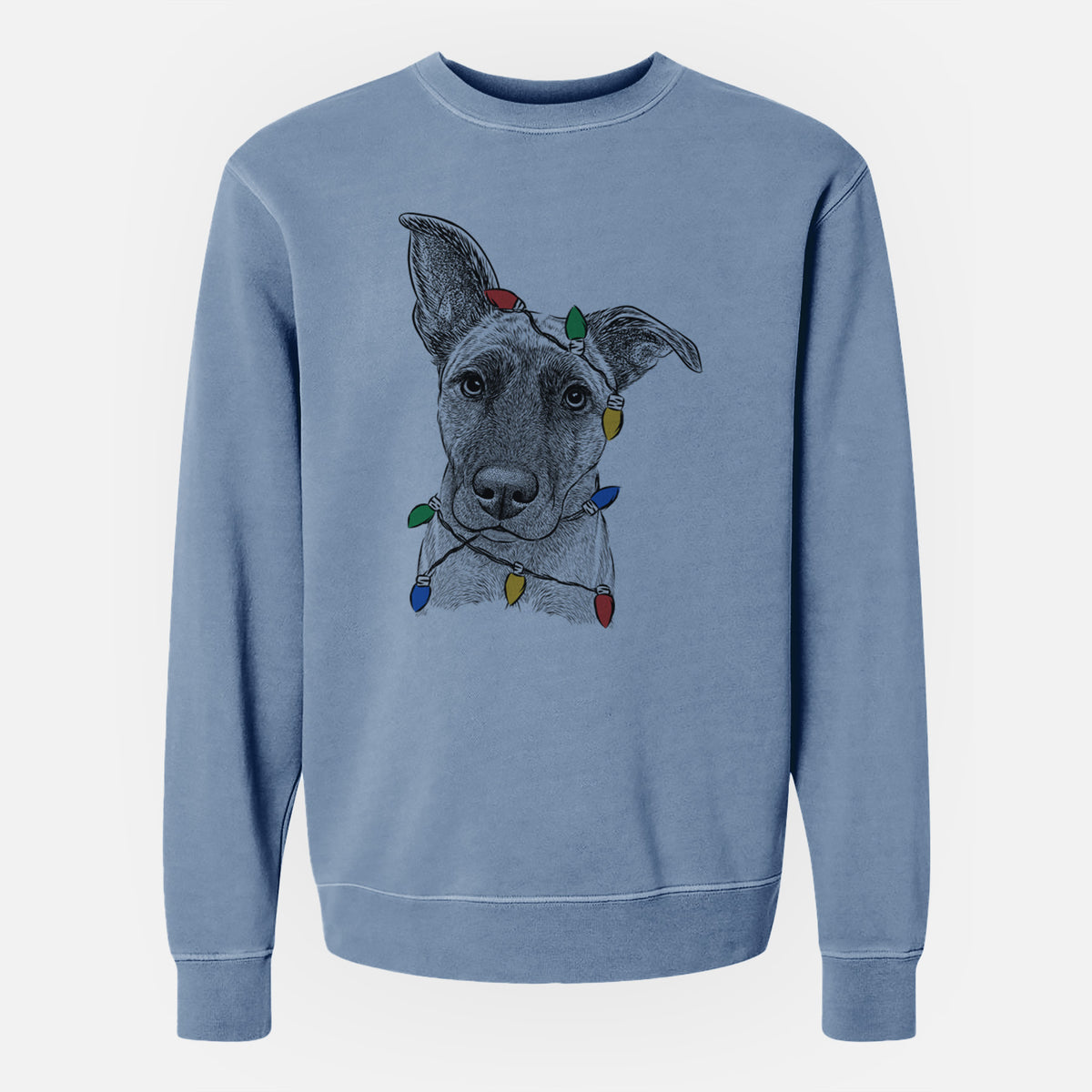 Christmas Lights Zoey the Mixed Breed - Unisex Pigment Dyed Crew Sweatshirt
