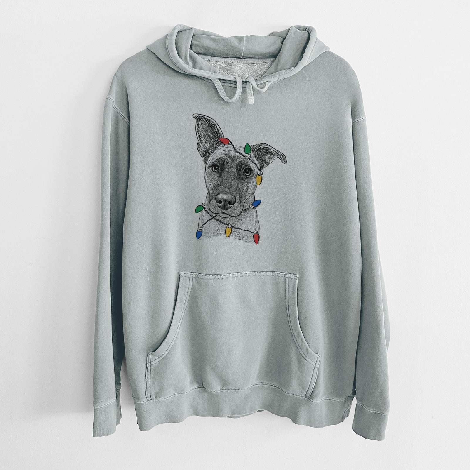 Christmas Lights Zoey the Mixed Breed - Unisex Pigment Dyed Hoodie