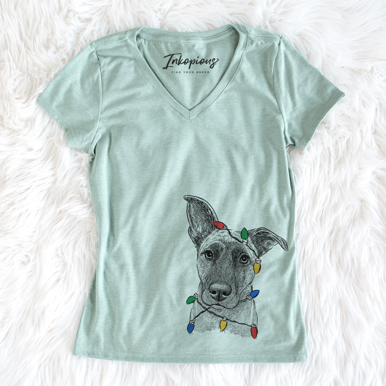 Christmas Lights Zoey the Mixed Breed - Women's Perfect V-neck Shirt