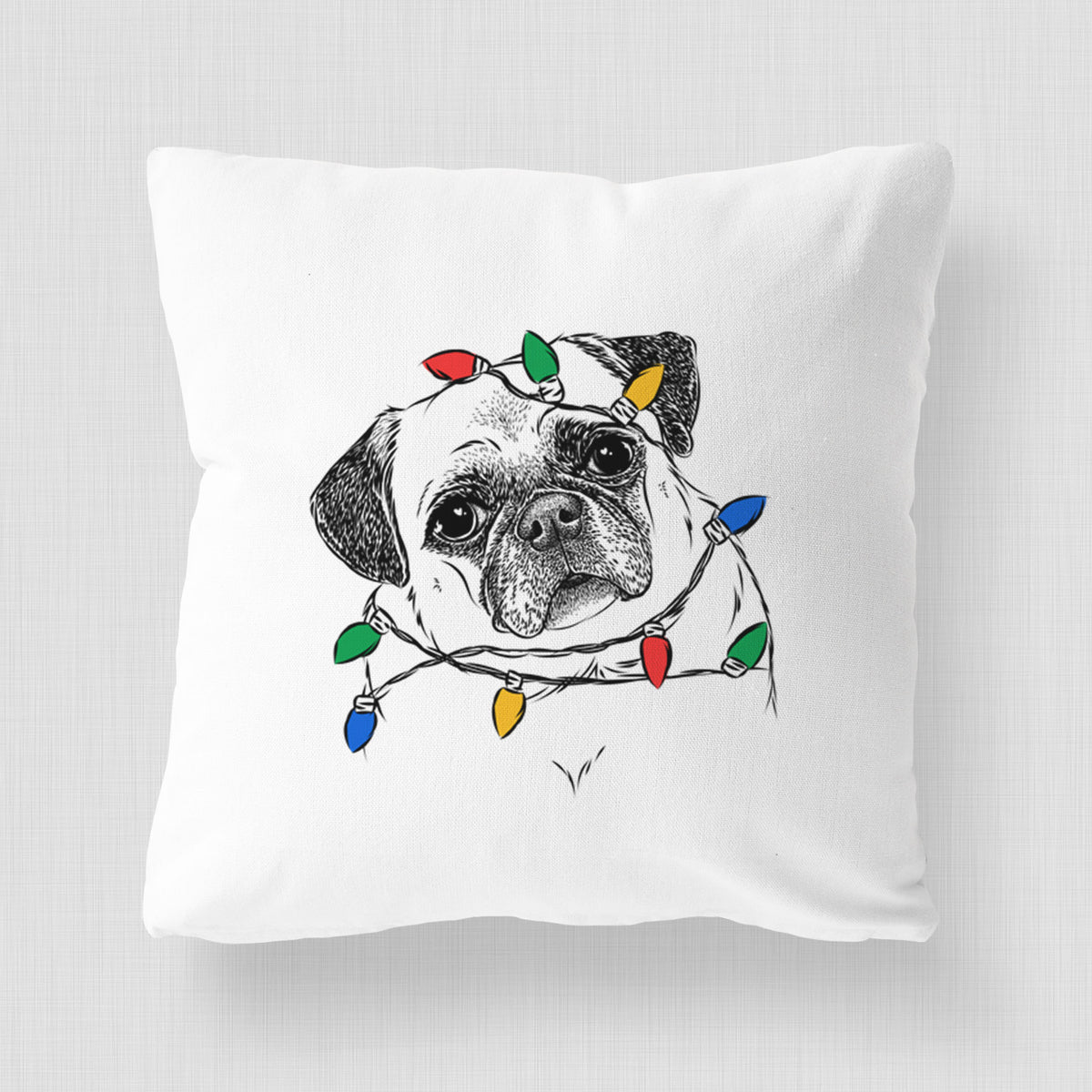 Zoey the Pug - Throw Pillow Cover