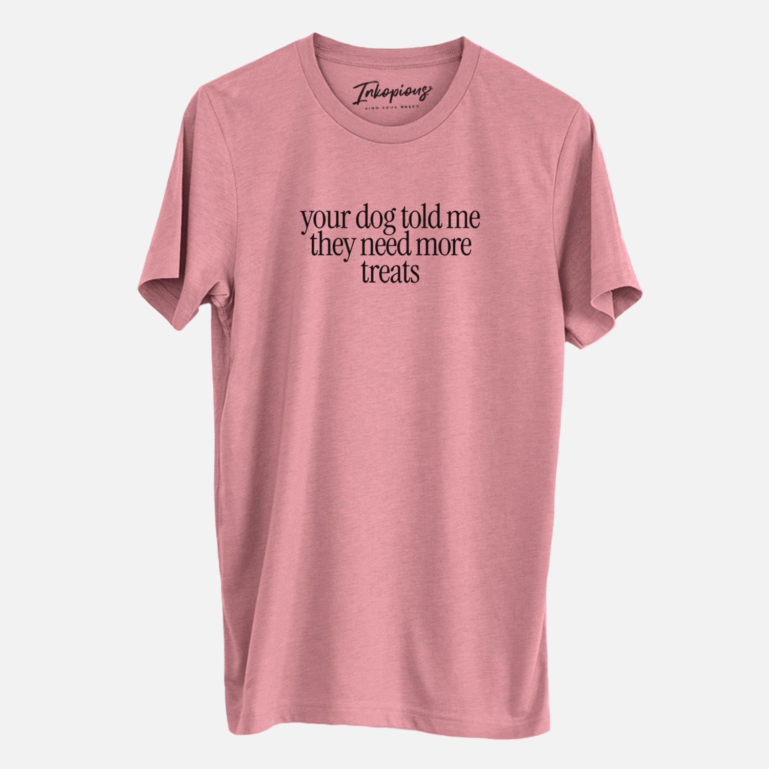 Your Dog Told Me They Need More Treats - Unisex Crewneck in Mauve, worn by model