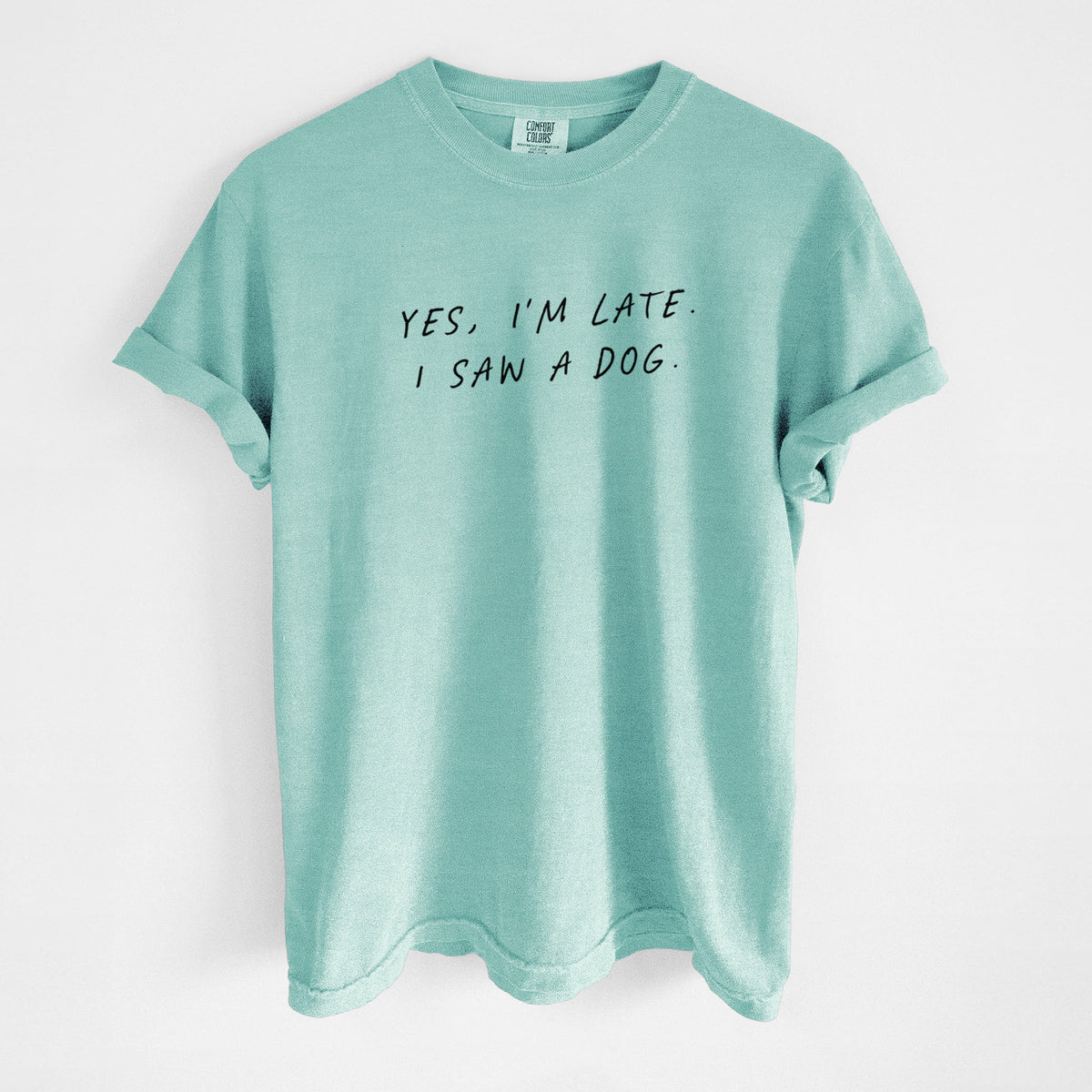 Yes, I'm Late. I Saw a Dog - Unisex Comfort Colors Garment-Dyed Heavyweight T-shirt in Chalky Mint