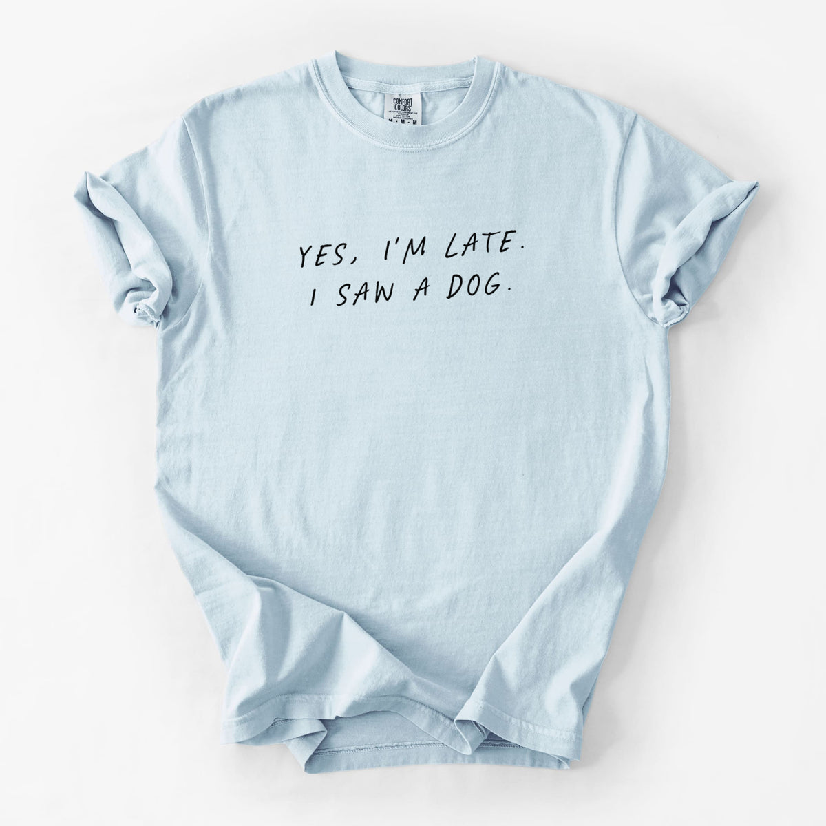 Yes, I'm Late. I Saw a Dog - Unisex Comfort Colors Garment-Dyed Heavyweight T-shirt in Chambray