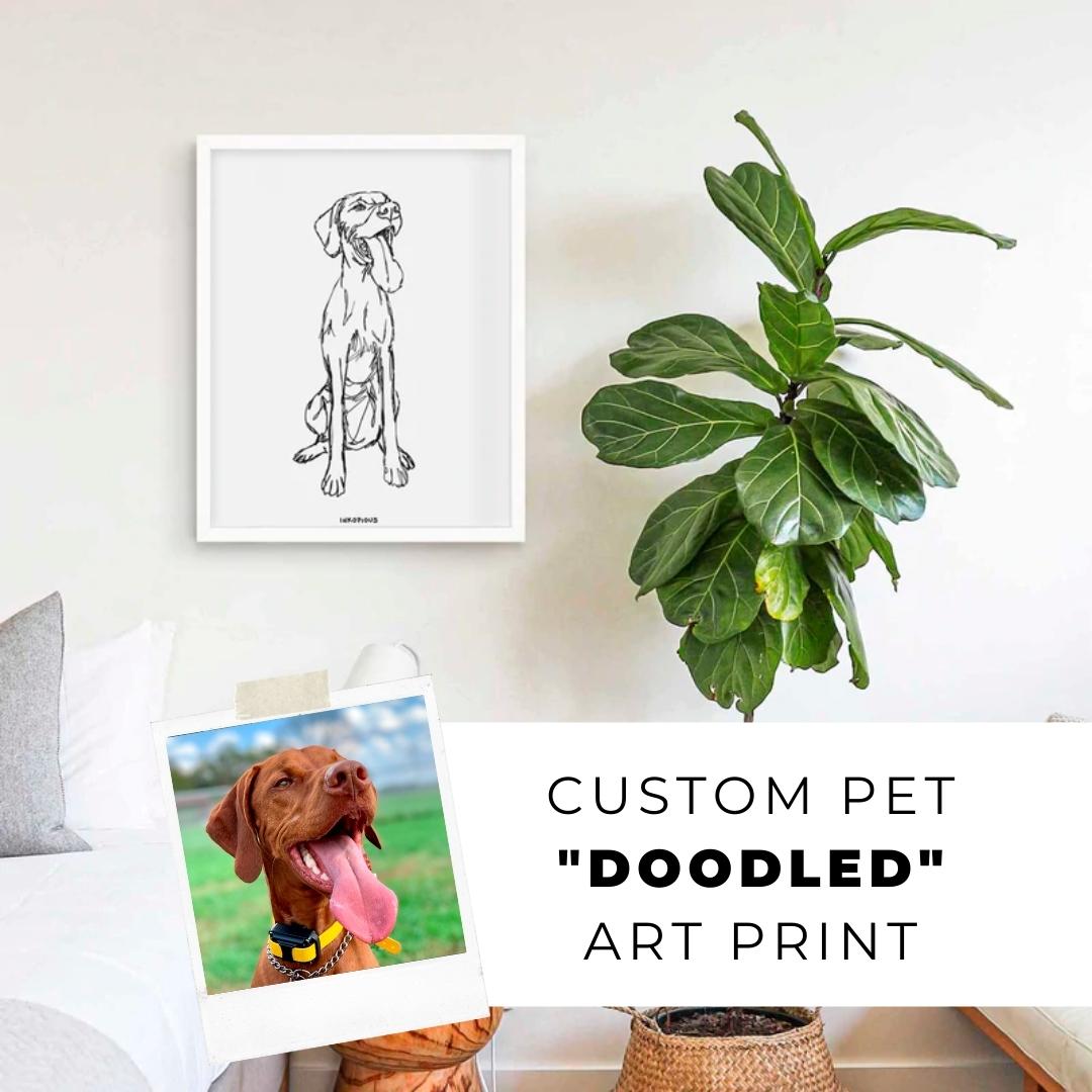 Custom Doodled Pet Portrait | Art Print